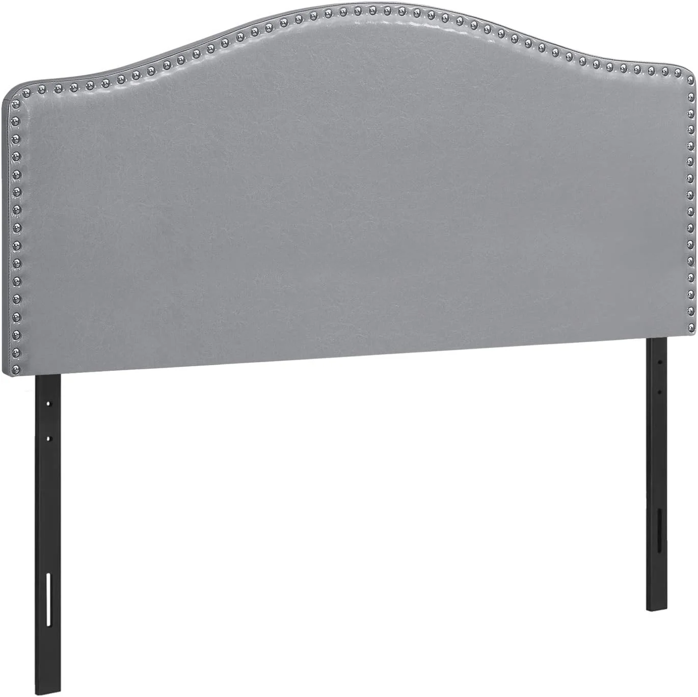 Full, Bedroom, Upholstered, Pu, Grey, Transitional Bed Size Leather-Look Headboard