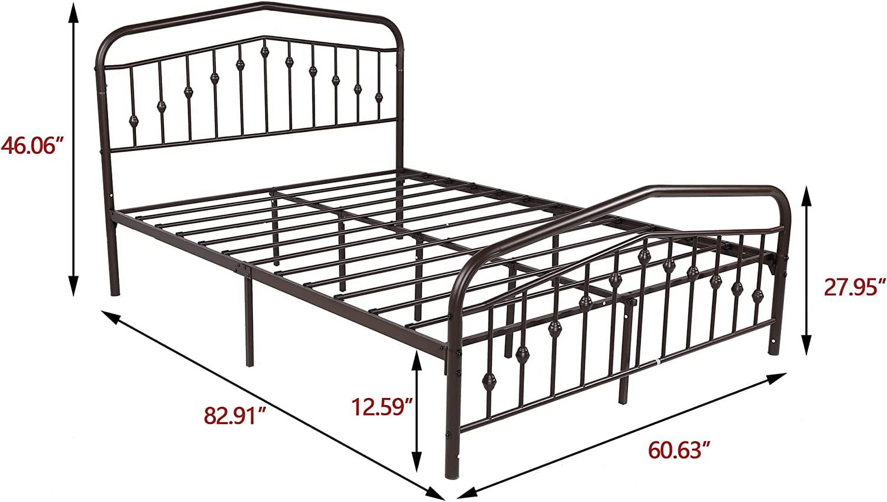 Zoophyter Metal Platform Bed Frame Queen Size No Box Spring Needed with Headboard Footboard Premium Steel Slat Support Black