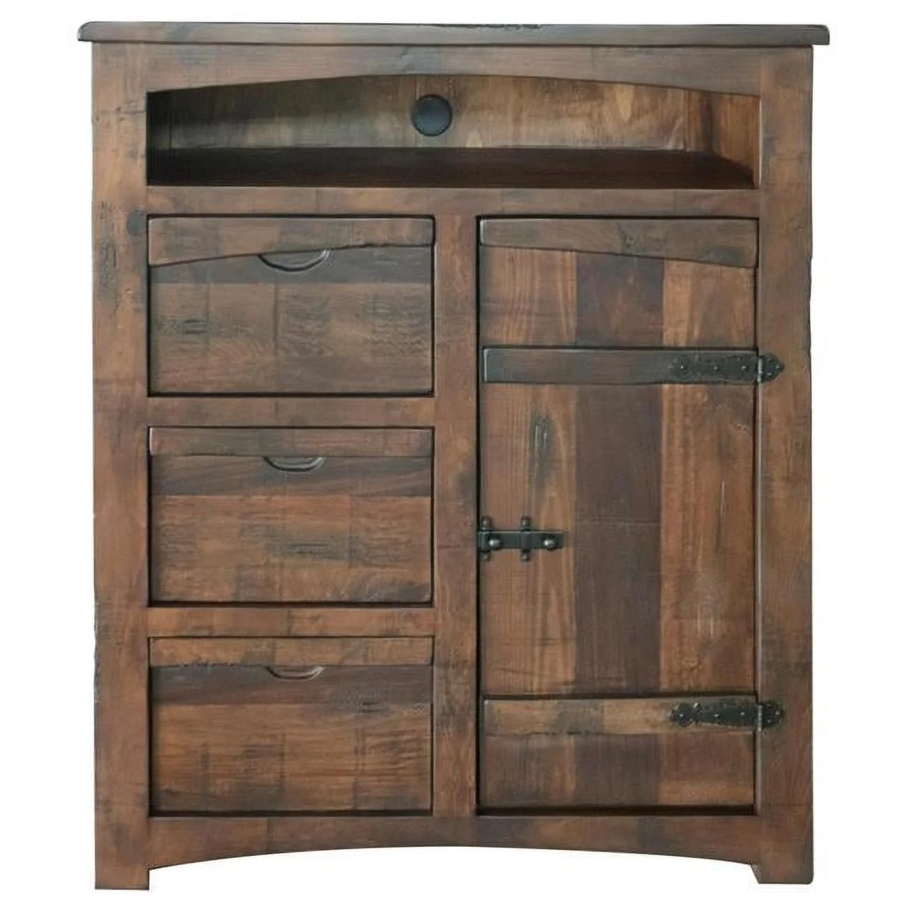 43 in. Solid Wood Three Drawer Gentlemans Chest, Brown