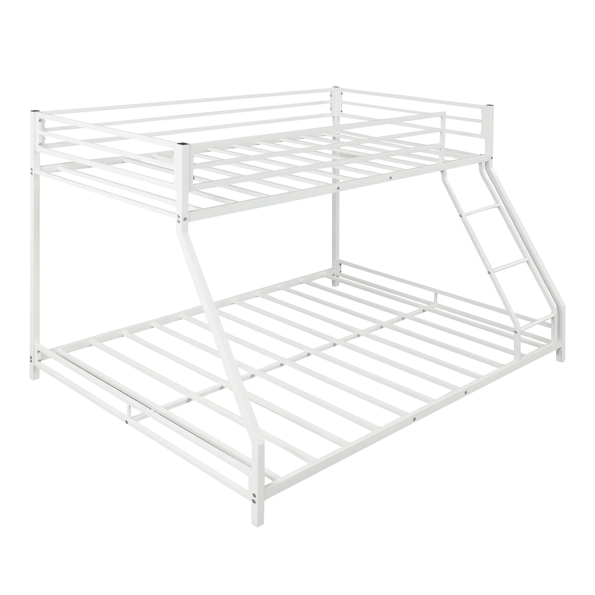Metal Floor Bunk Bed, Twin over Full White