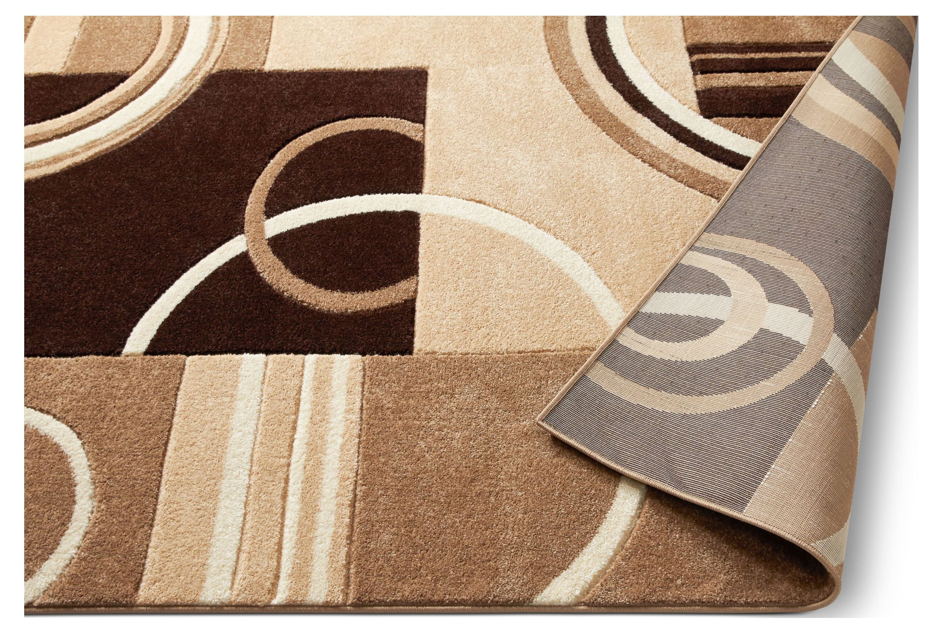 Echo Shapes & Circles Ivory / Beige Brown Modern Geometric Comfy Casual Hand Carved Area Rug 8x10 8x11 ( 7'10