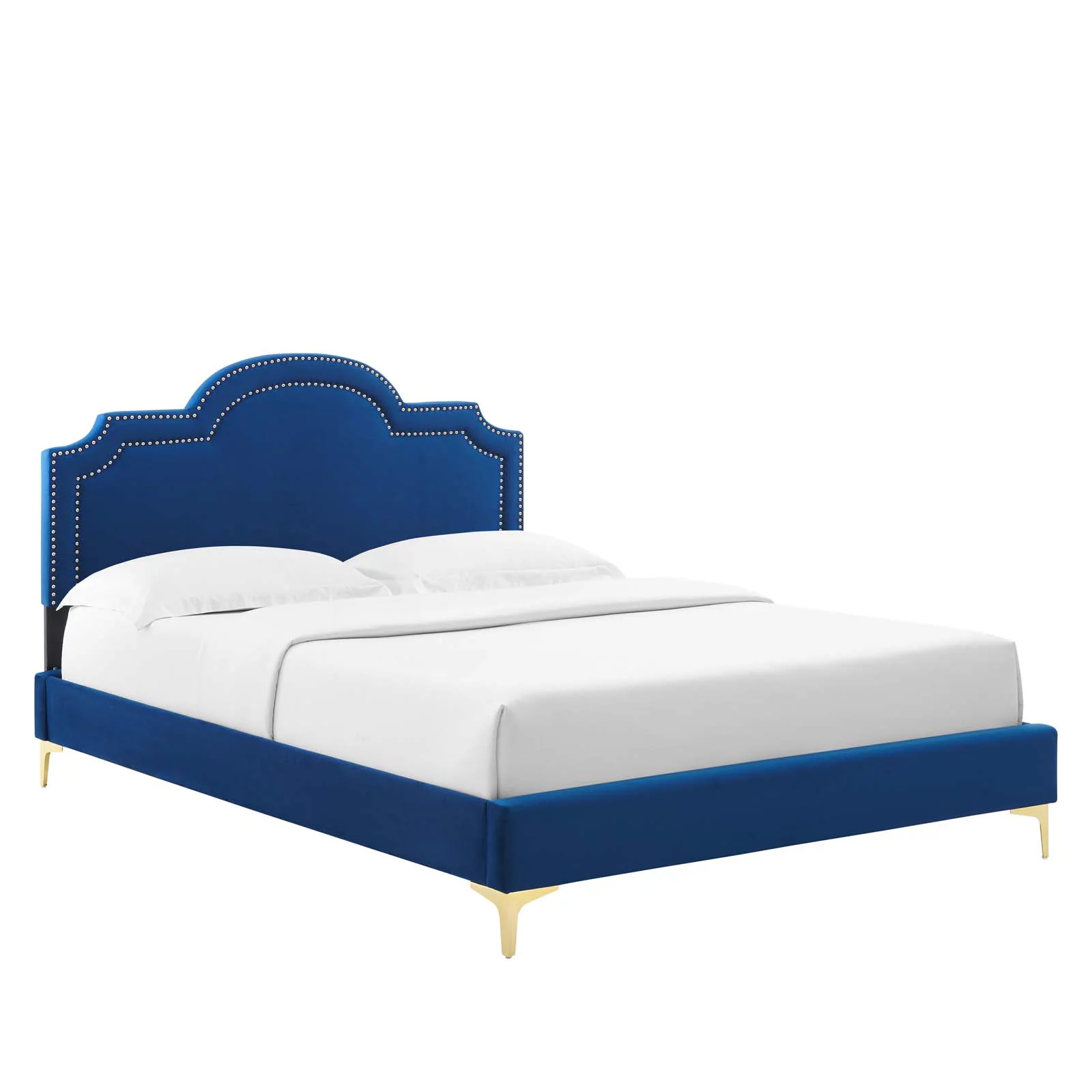 Modway Aviana Performance Velvet King Bed in Navy
