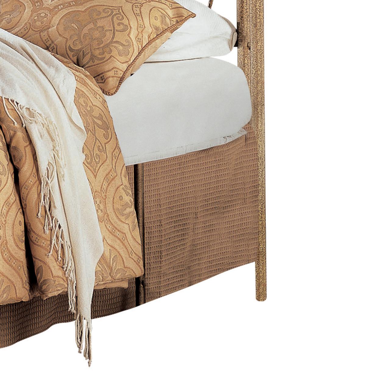 Maykoosh Metal Queen Headboard And Footboard With Swirling Floral Motifs, Rococo Romance Gold