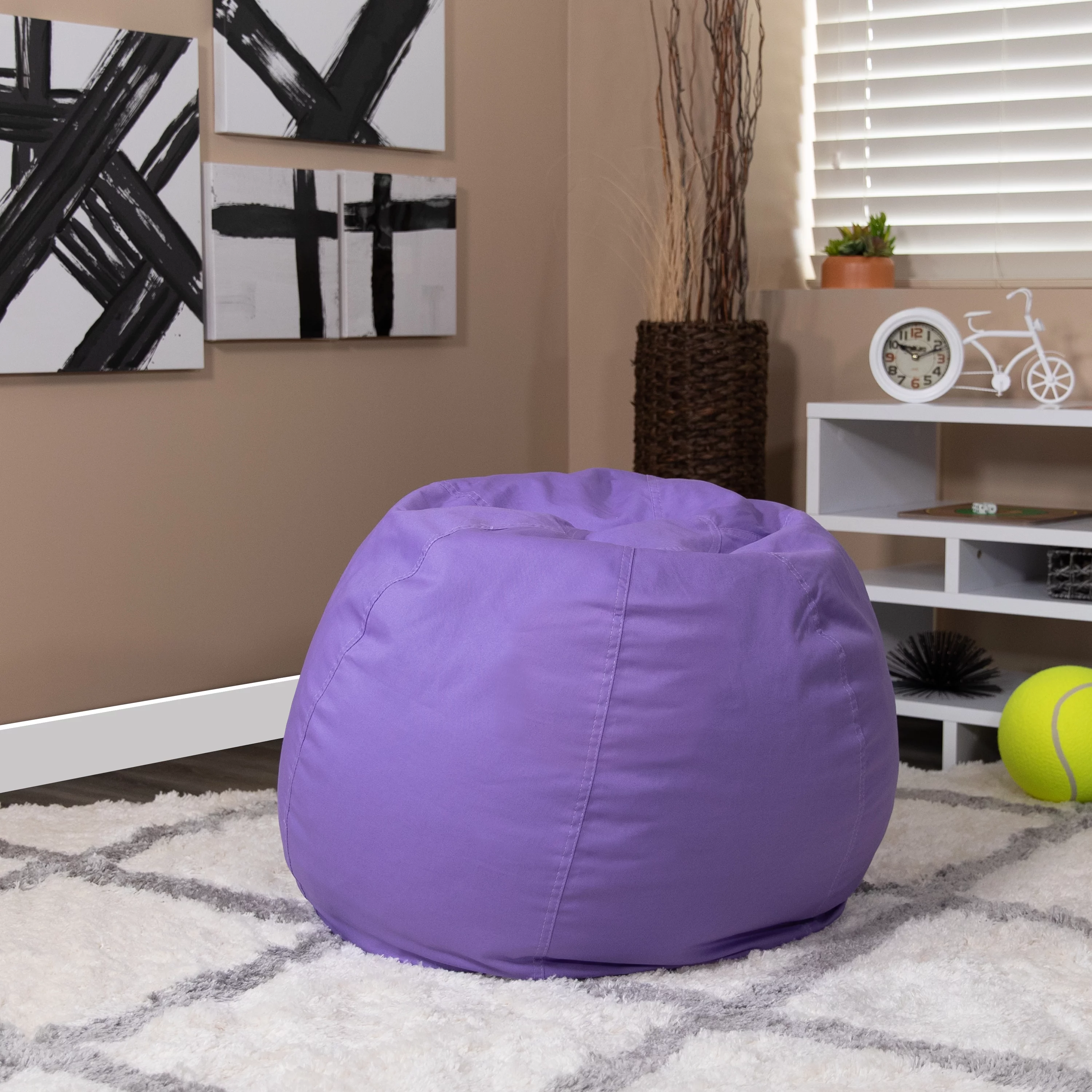 BizChair Small Solid Purple Refillable Bean Bag Chair for Kids and Teens