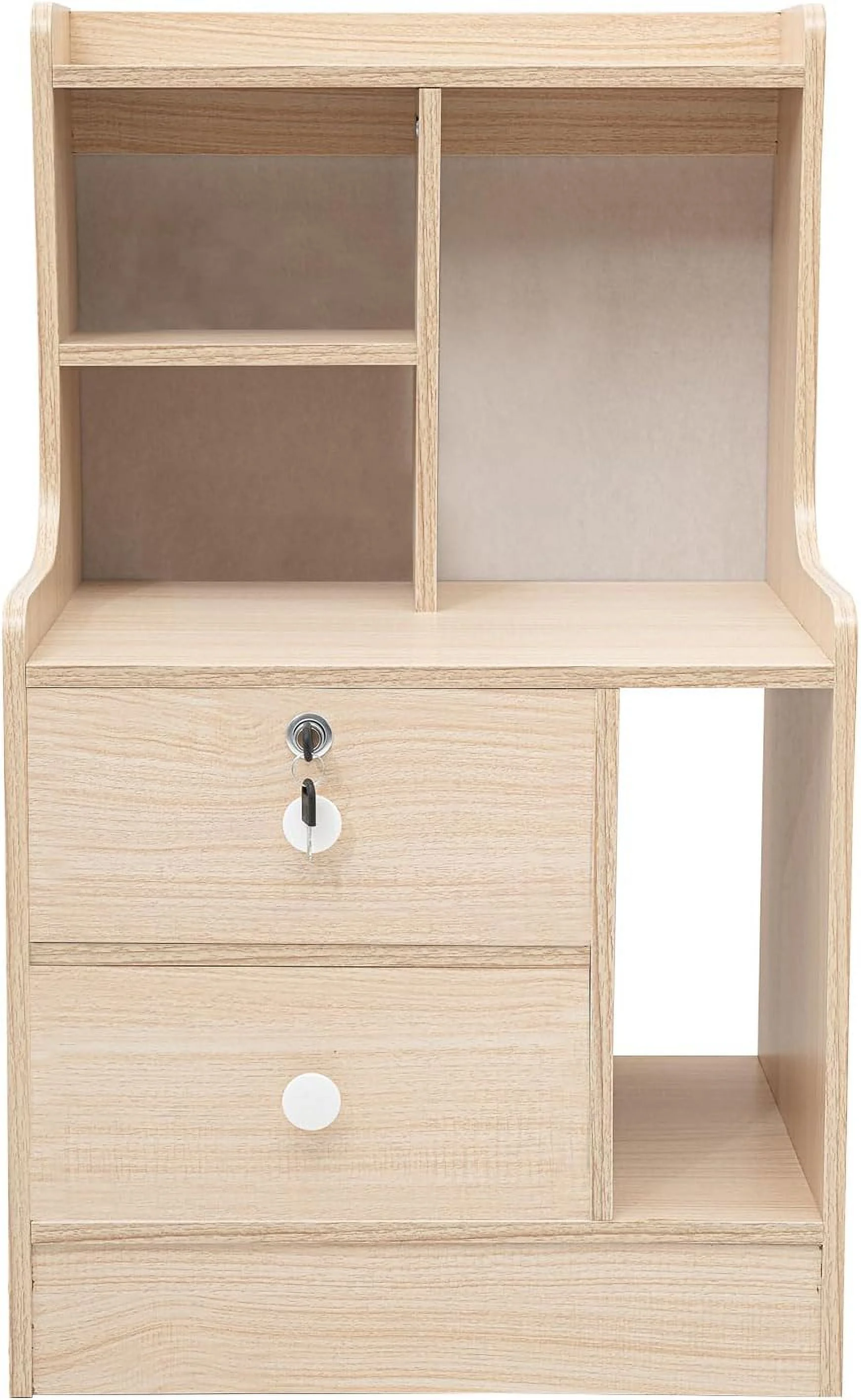 Miduo Modern 4-Tier Nightstand With 2 Drawers Small Dresser and Storage Shelf For Bedroom