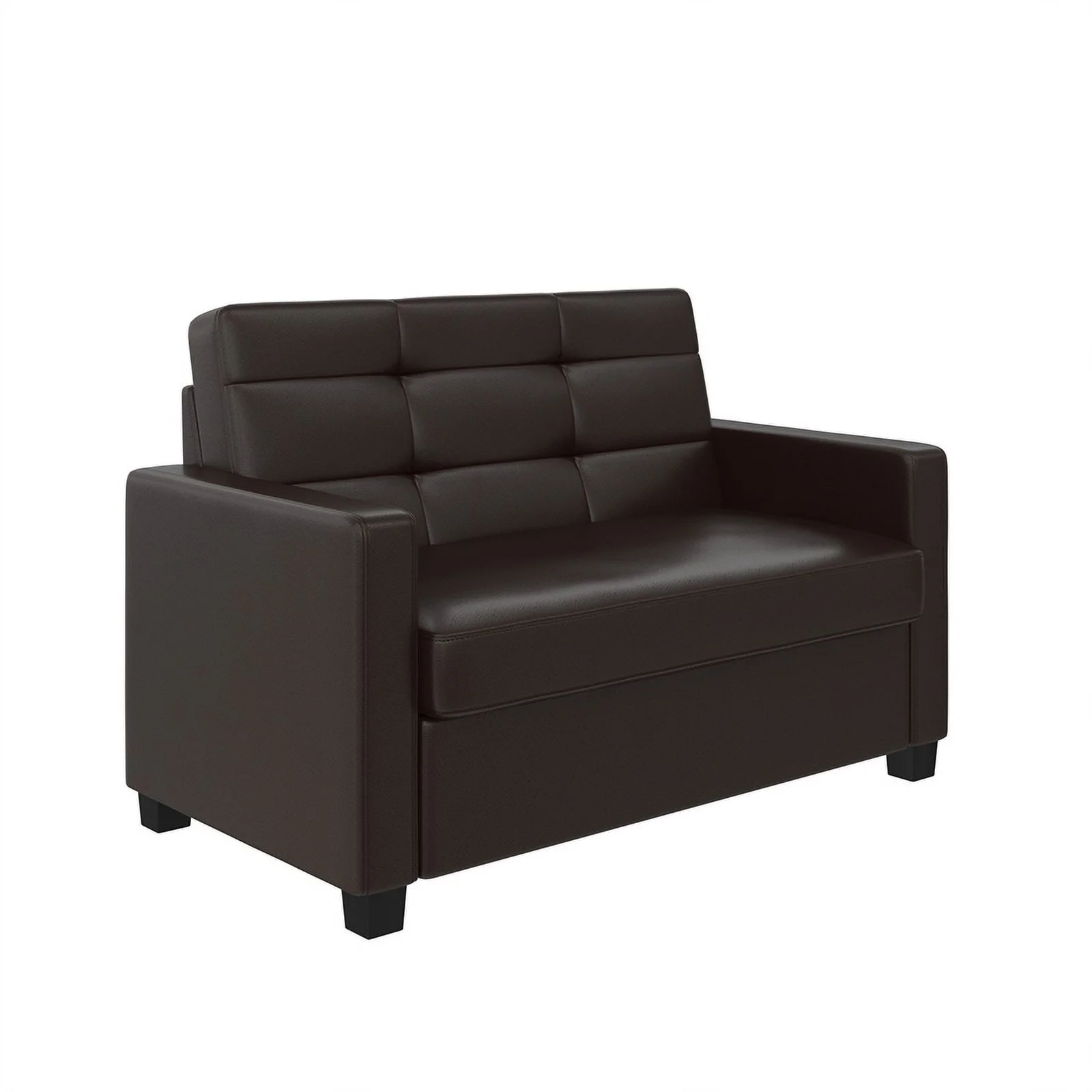 Pemberly Row Loveseat Sleeper Sofa & Twin Memory Foam Mattress - Brown