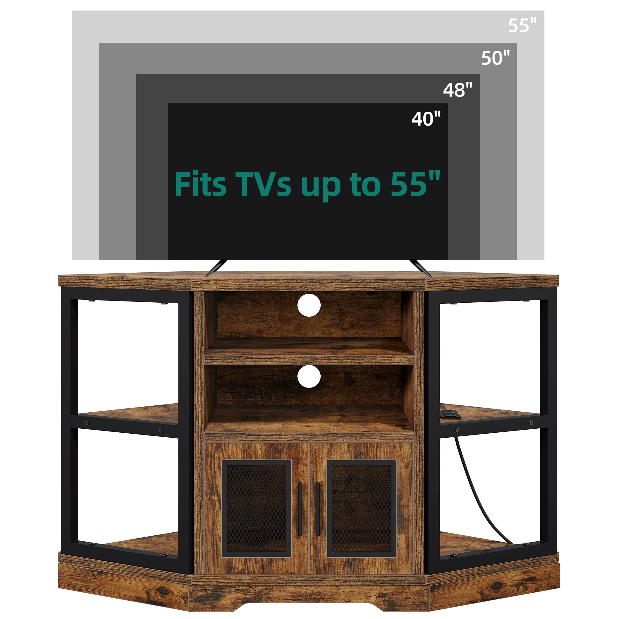 WedealFu Inc Farmhouse Corner TV Stand Entertainment Center Media Console for TVs up to 55