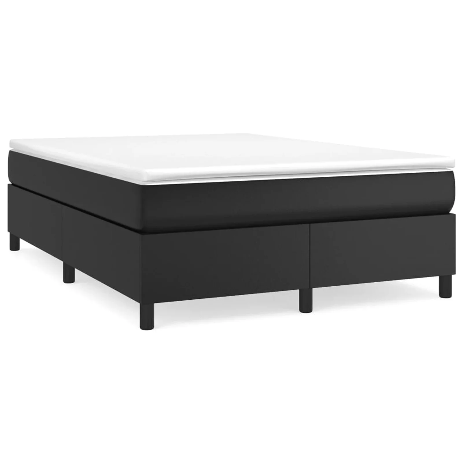 moobody Box Spring Bed Frame with Mattress and Topper 81.1 x 59.8 x 13.8 Inch Black Faux Leather Platform Bed Frame and 59.8 x 79.9 x 7.9 Inches Mattress Set for Bedroom