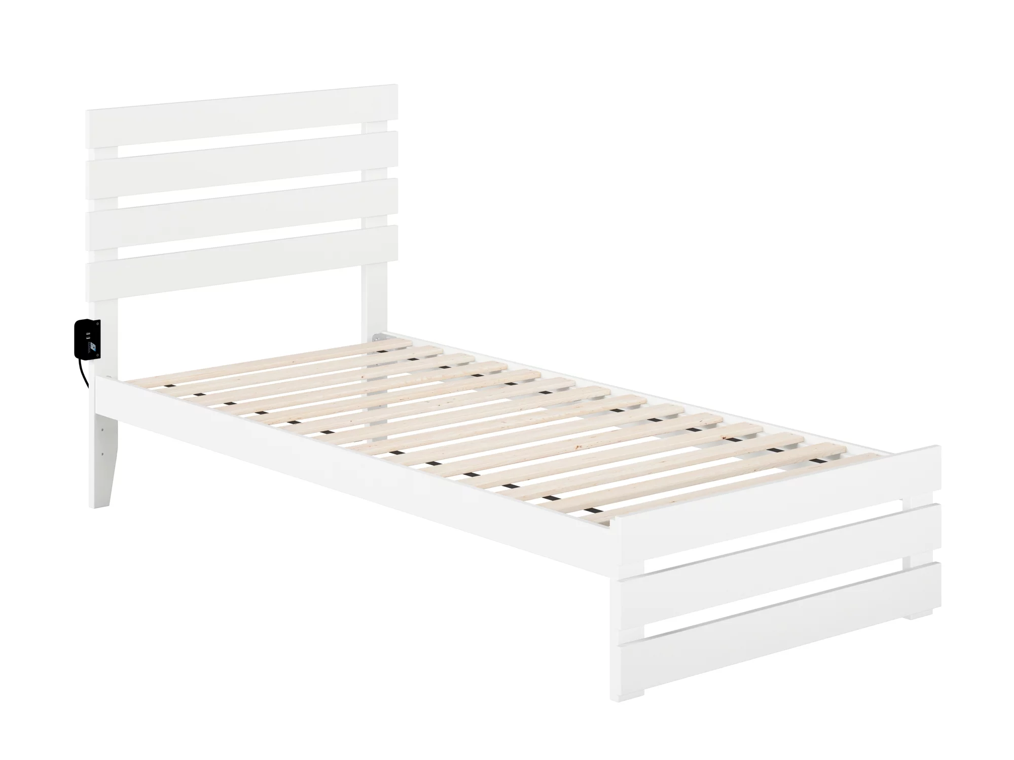 Oxford Twin Extra Long Bed with Footboard and USB Turbo Charger in White