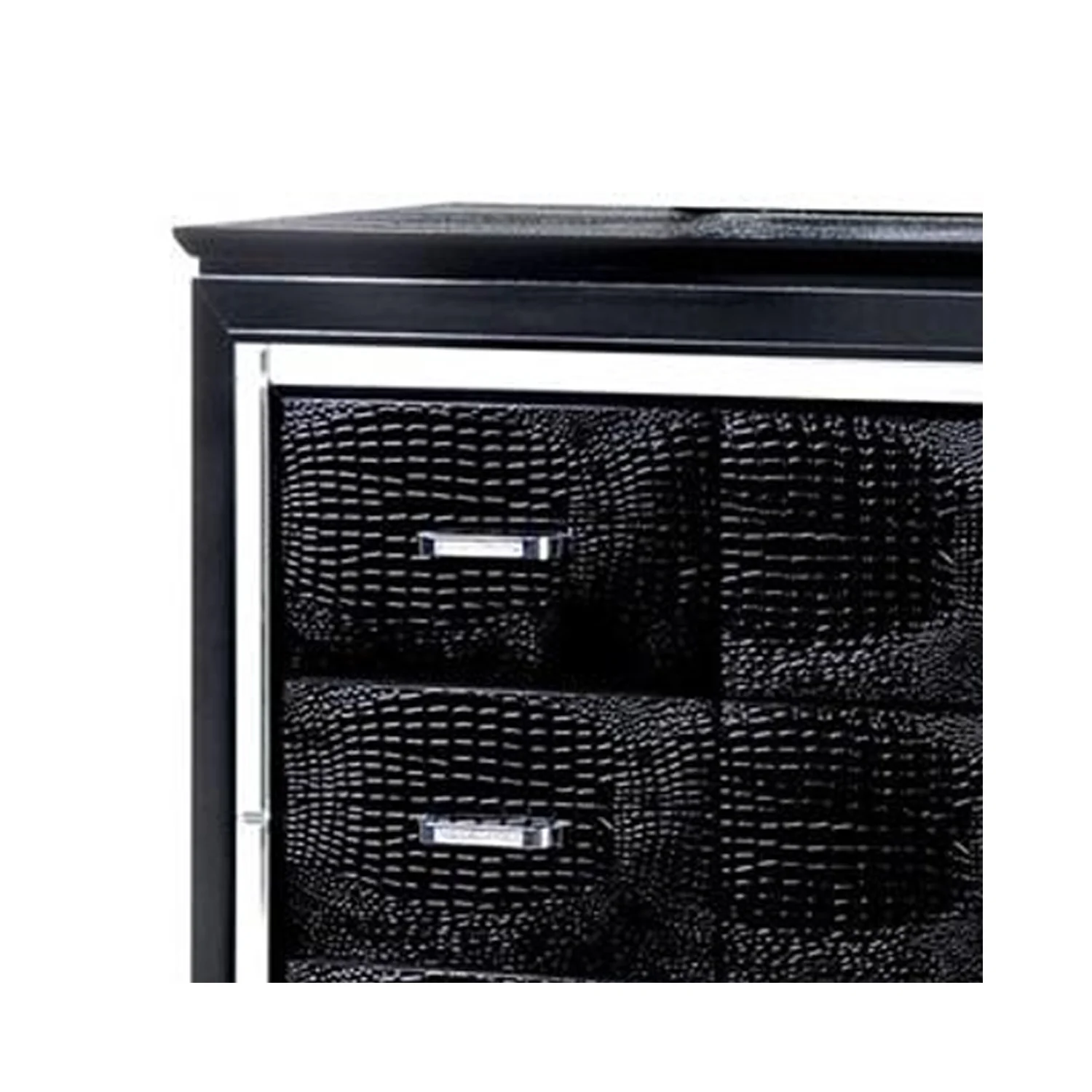 Benzara Crocodile Textured Spacious Wooden Dresser, Black