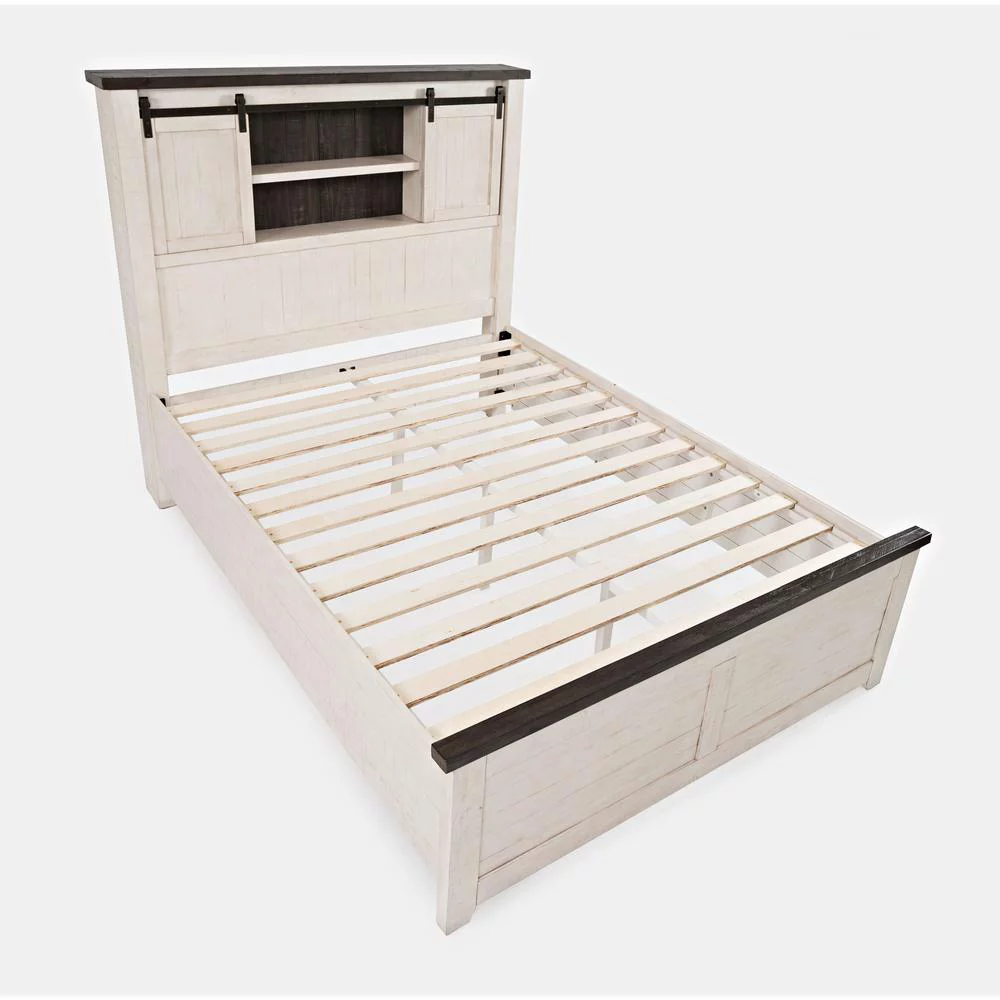 Jofran Madison County Rustic Reclaimed Pine Farmhouse Queen Barn Door Bed