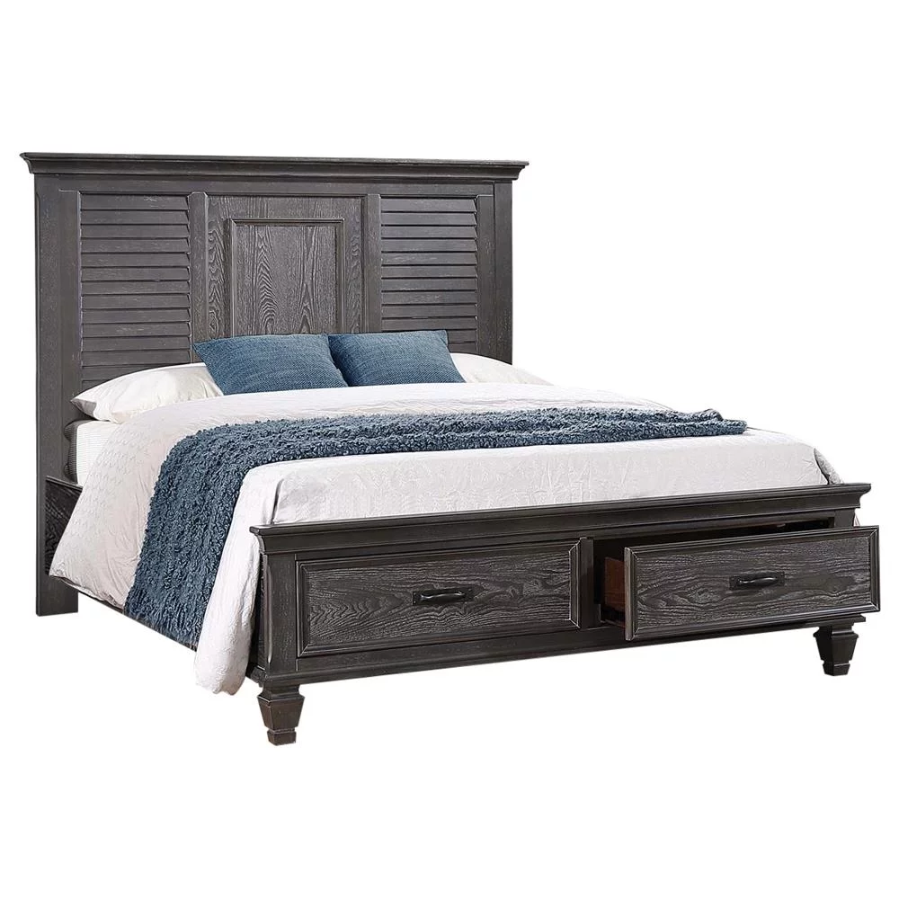 Coaster Franco Farmhouse Wood Eastern King Platform Storage Bed Weathered Sage