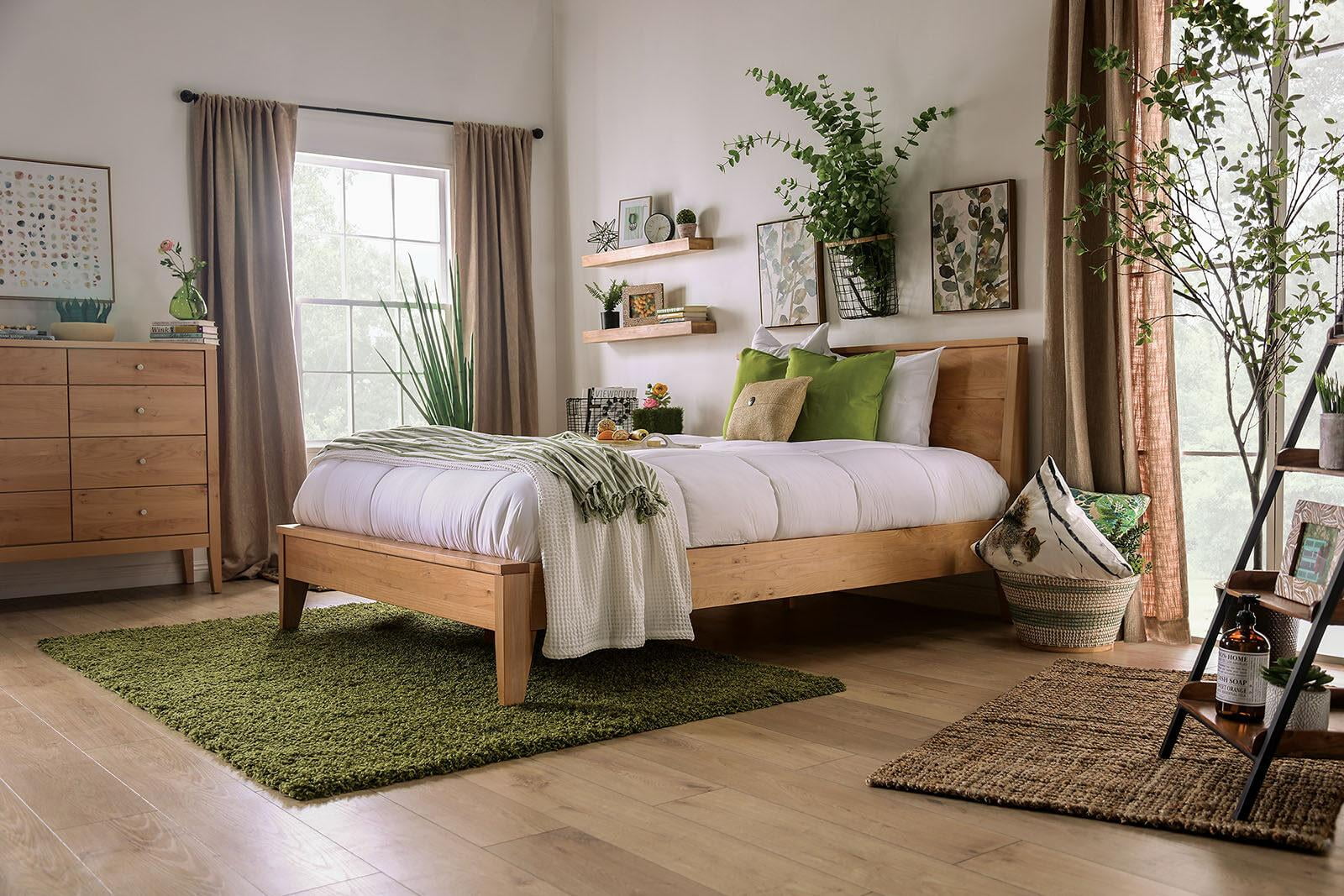 Modern Light Oak Solid Wood Queen Bedroom Set 5pcs FOA FOA7602 Willamette