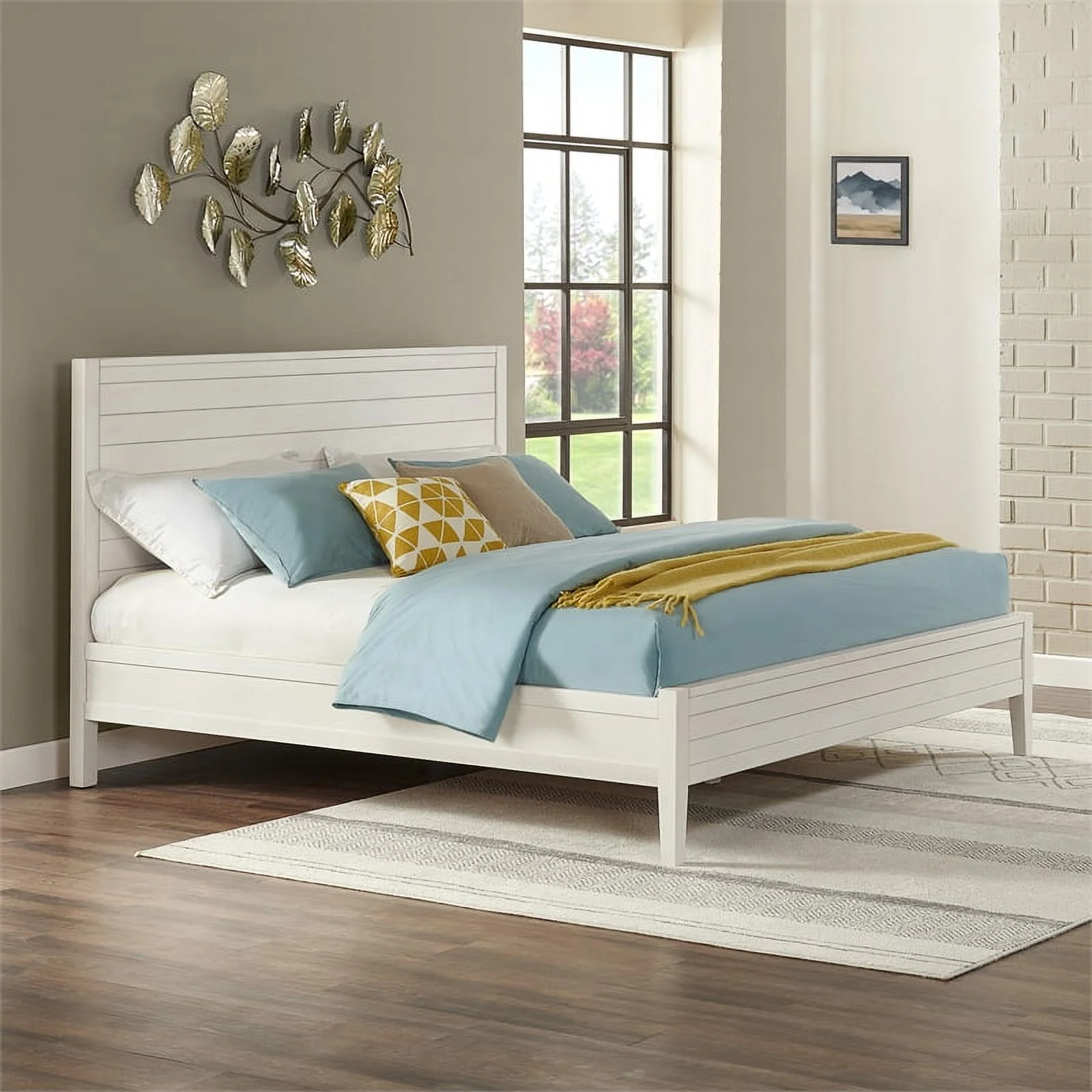 Arden Panel Wood King Bed/Driftwood White
