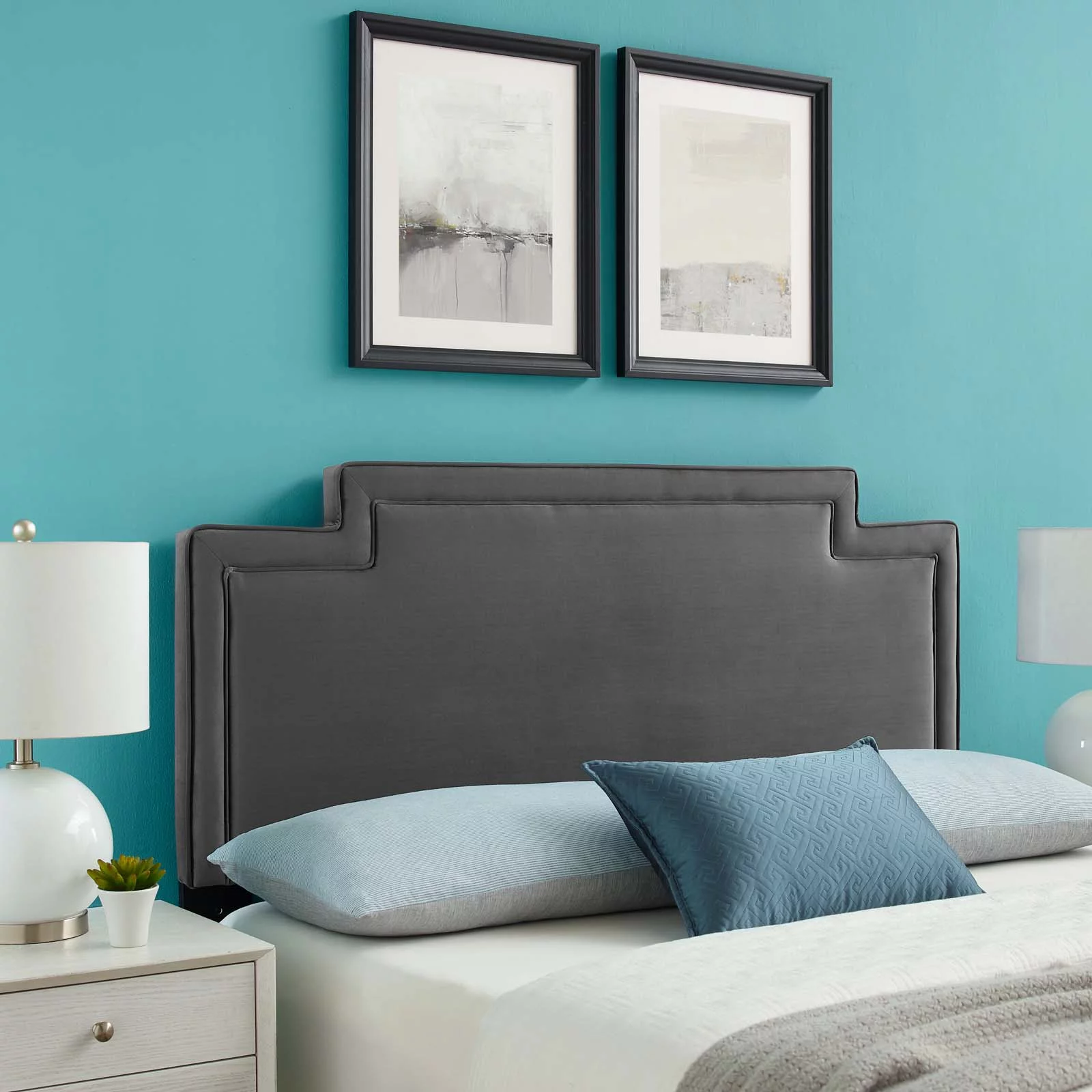 Modway Transfix Performance Velvet Twin Headboard in Charcoal