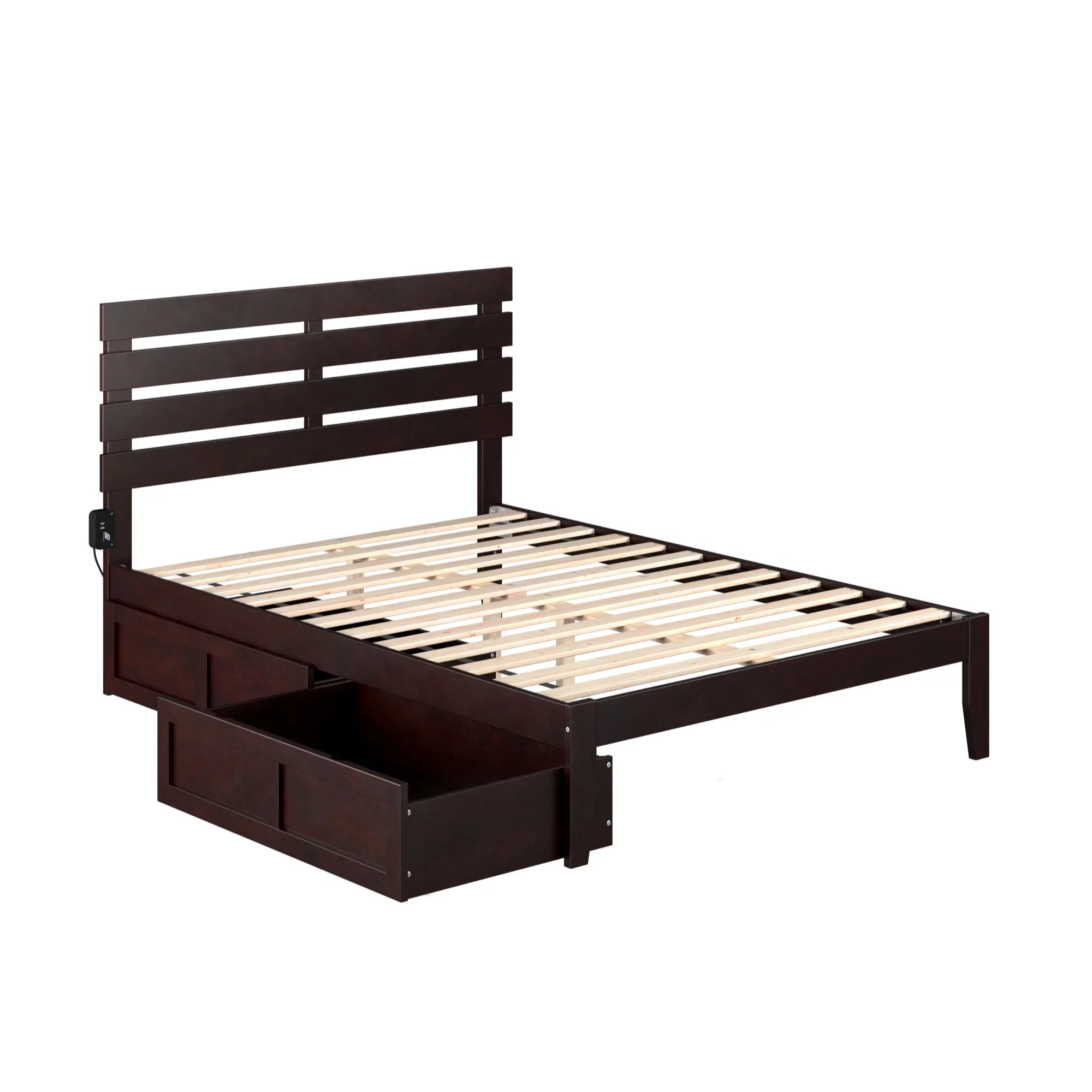 AFI Oxford Modern Wood Full Bed with 2 Drawers in Espresso