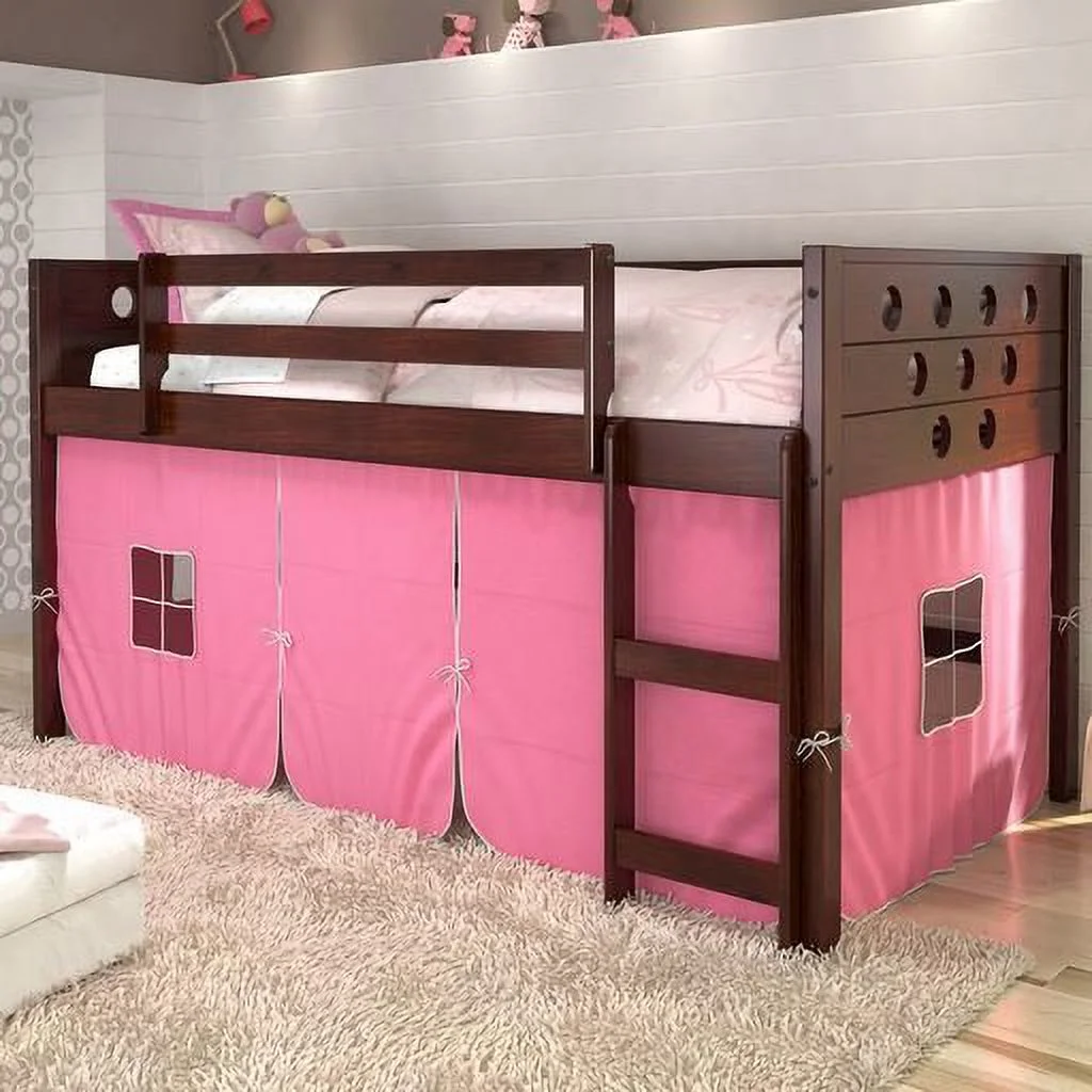 Donco CIRCLES LOW LOFT CAPPUCCINO W/PINK TENT KIT