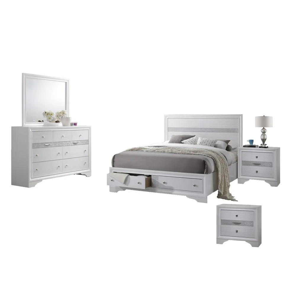 Chic White 5 Piece Bedroom Set with California King Platform Bed