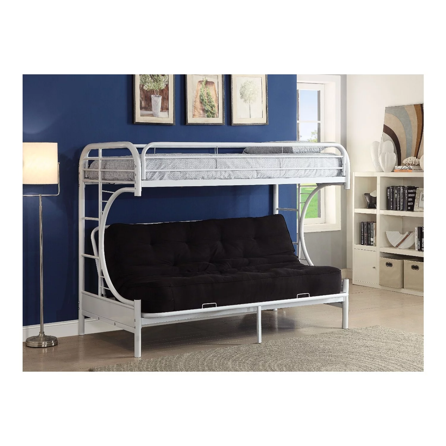 Eclipse Twin XL/Queen/Futon Bunk Bed, White