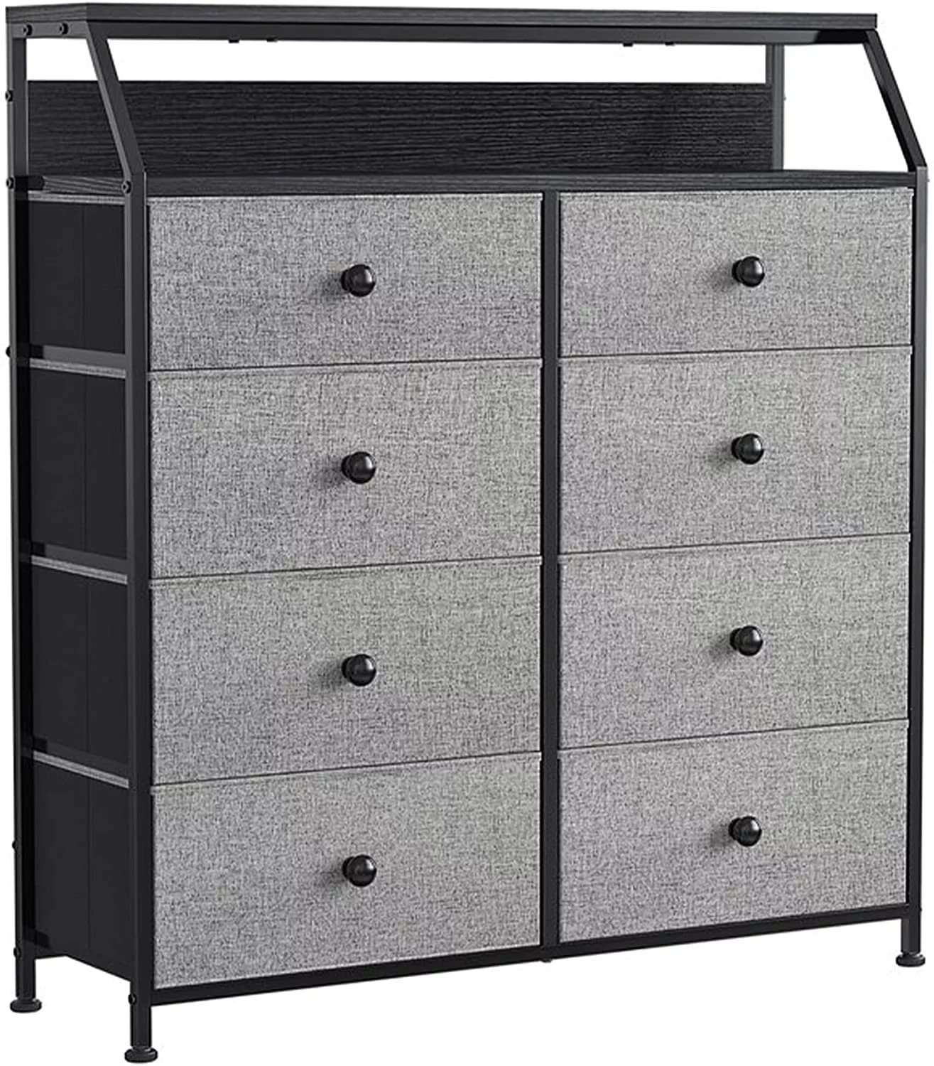RUNFAYBIU 8 Drawer Steel Frame Wood Top Organizer Dresser for Closet Living Room and Entryway with 2 Additional Drawer Organizers Light Grey