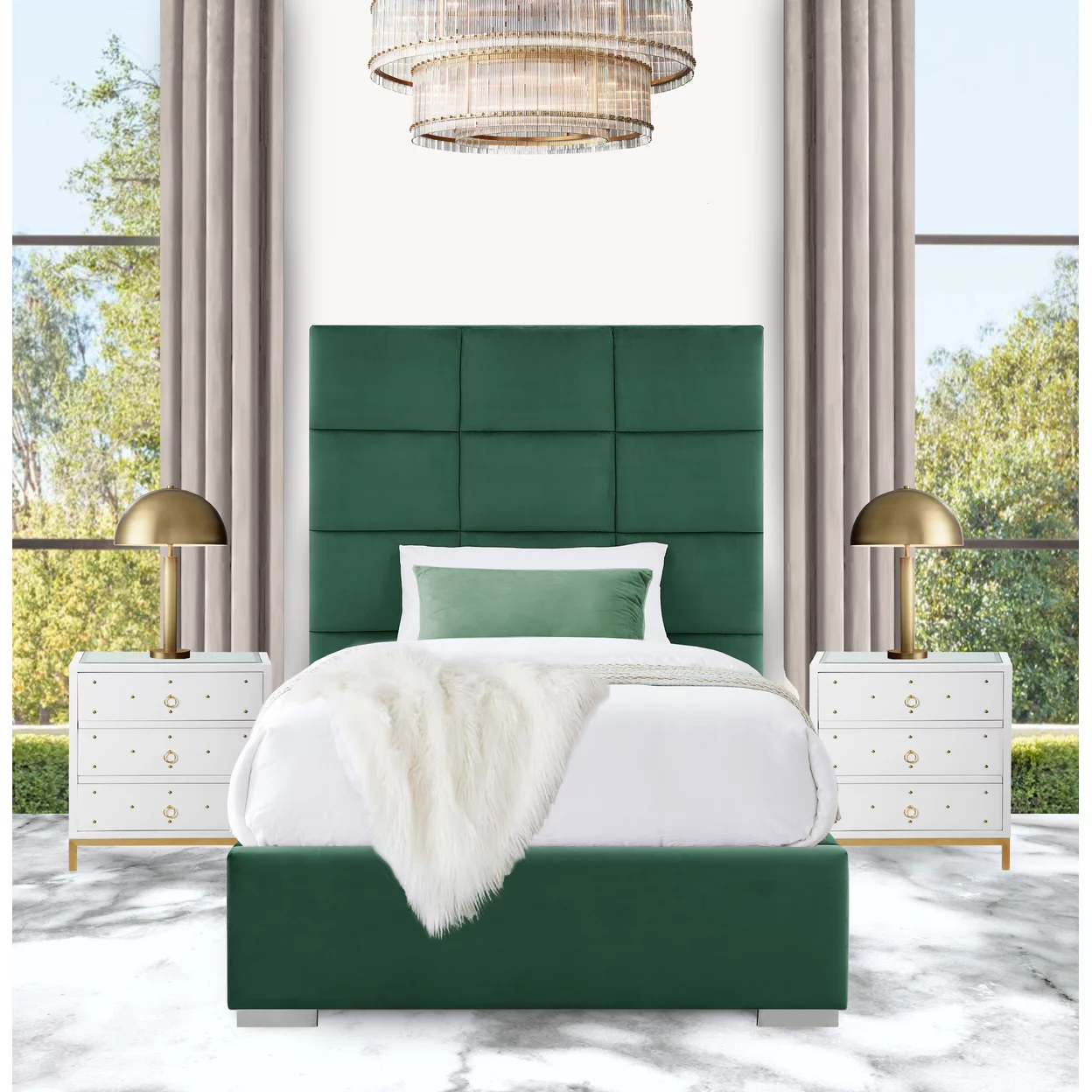 Iconic Home Durazzo Storage Platform Bed Frame With Headboard Velvet Upholstered Box Quilted Modern Contemporary