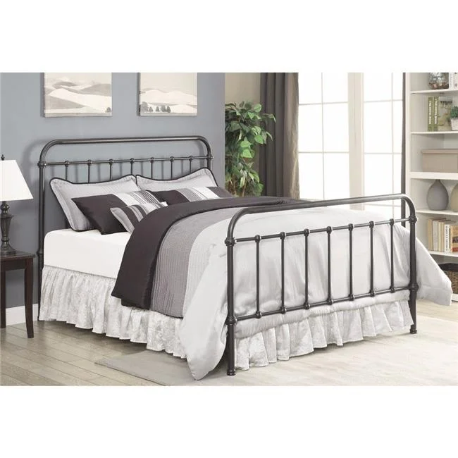 Transitional Styled Metal Queen Bed, Bronze - 51.75 x 87.25 x 64.5 in.