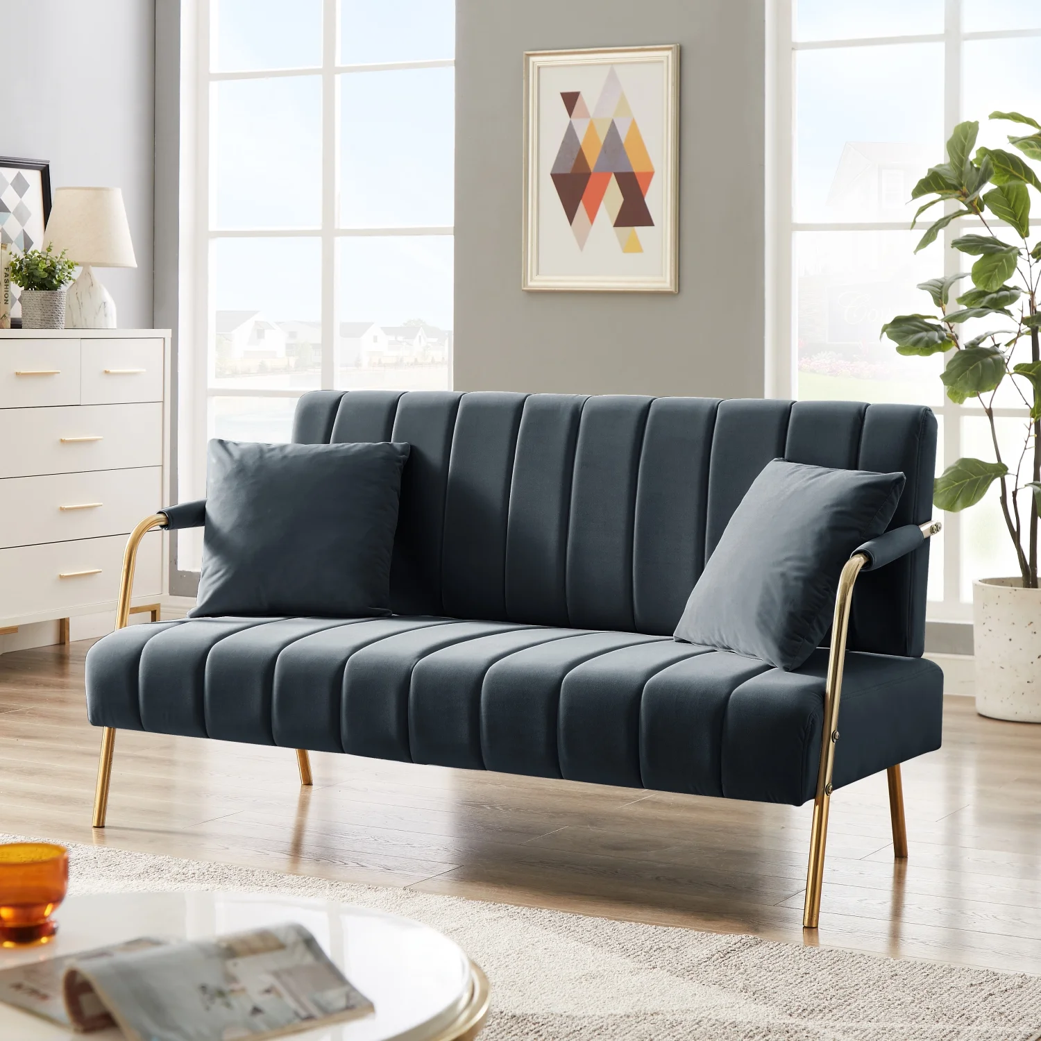Holaki Modern Upholstered Velvet Loveseat Sofa: 60