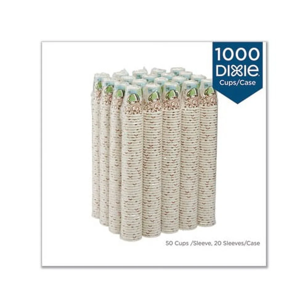 Dixie PerfecTouch Dispsosable Paper Hot Cups, 5338CD, Coffee Haze Design, 8 Fl. Oz., 1,000 Count (50 Cups/Sleeve, 20 Sleeves/Carton)