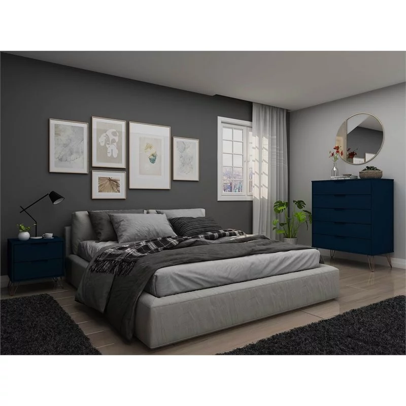 Rockefeller White 5-Drawer Dresser and 2-Drawer Nightstand Set