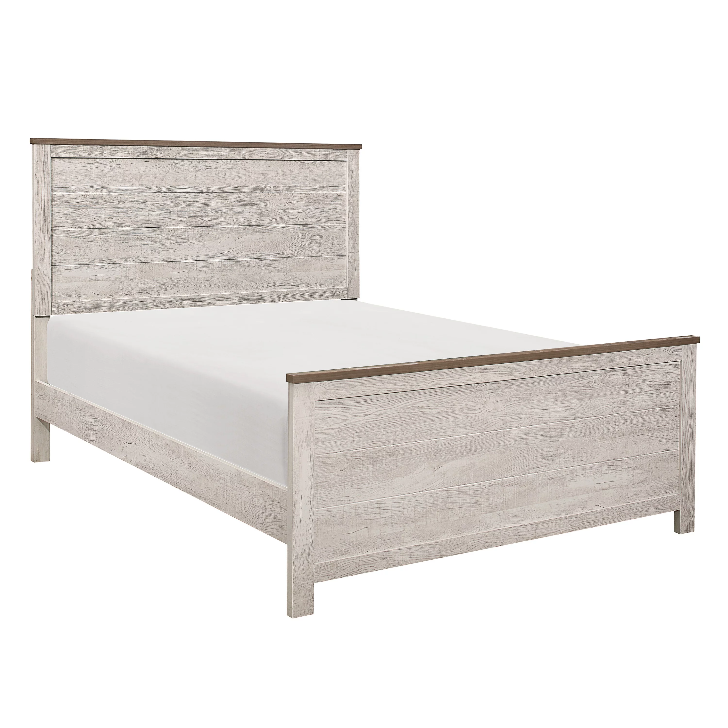 Two-Tone Finish 1pc Eastern King Size Bed Transitional Rustic Bedroom Furniture Melamine Laminate