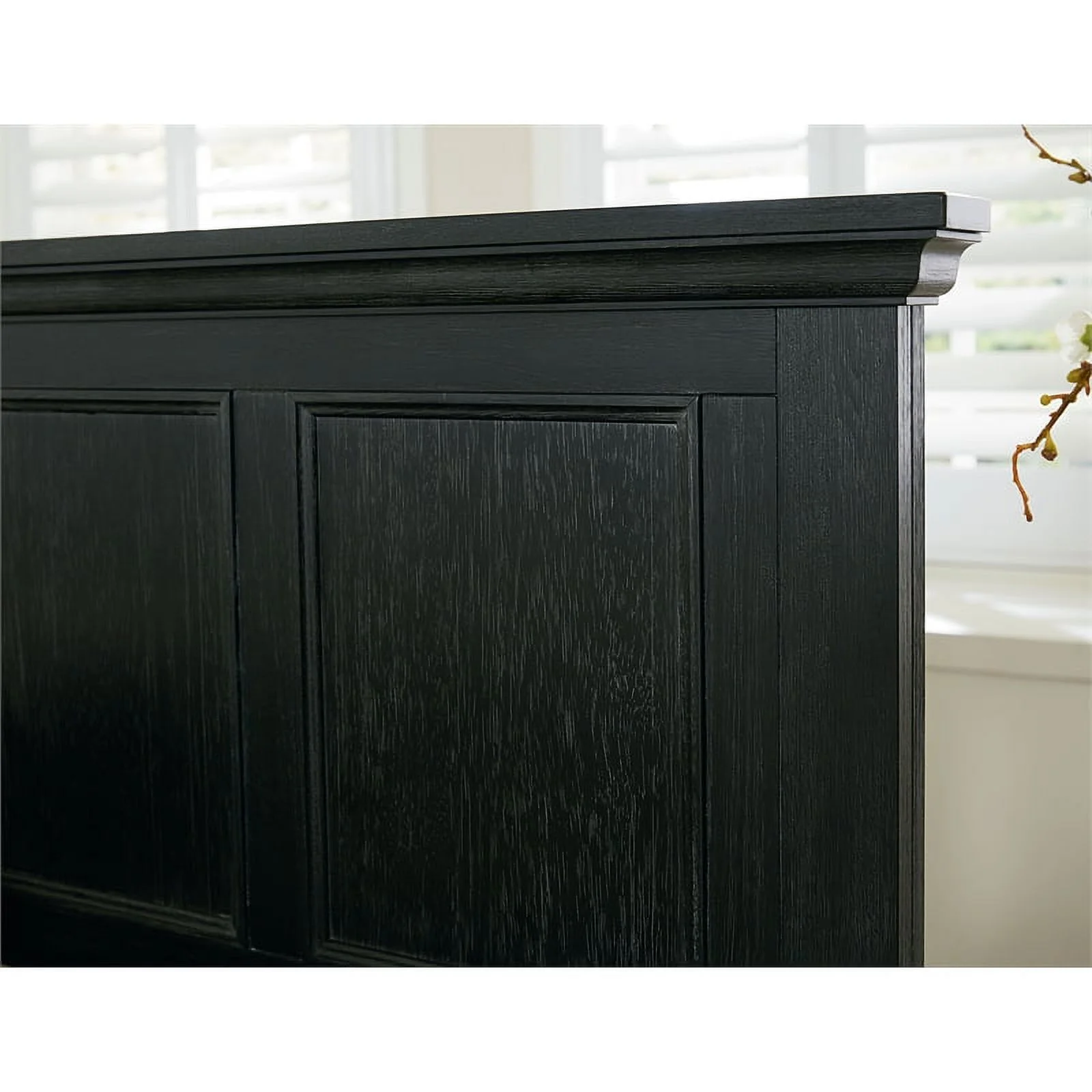 Farmhouse Basics Queen Bed Headboard in Wood Rustic Black