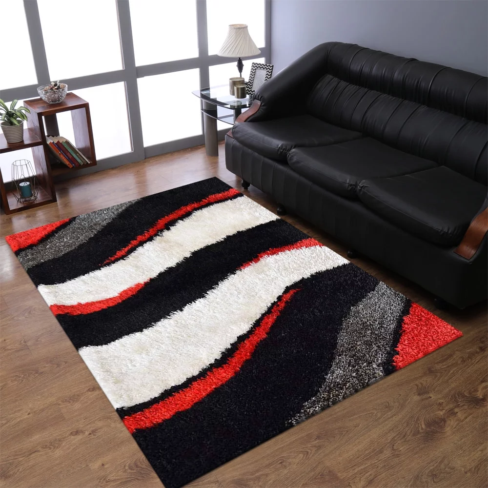 RUGSOTIC CARPETS HAND TUFTED SHAG POLYESTER ECO-FRIENDLY AREA RUGS - 6'x9', Rectangle, Multicolor, Plain Solid Design, High Pile Thick Handmade Anti Skid Area Rugs for Living Room, Bed Room K00111