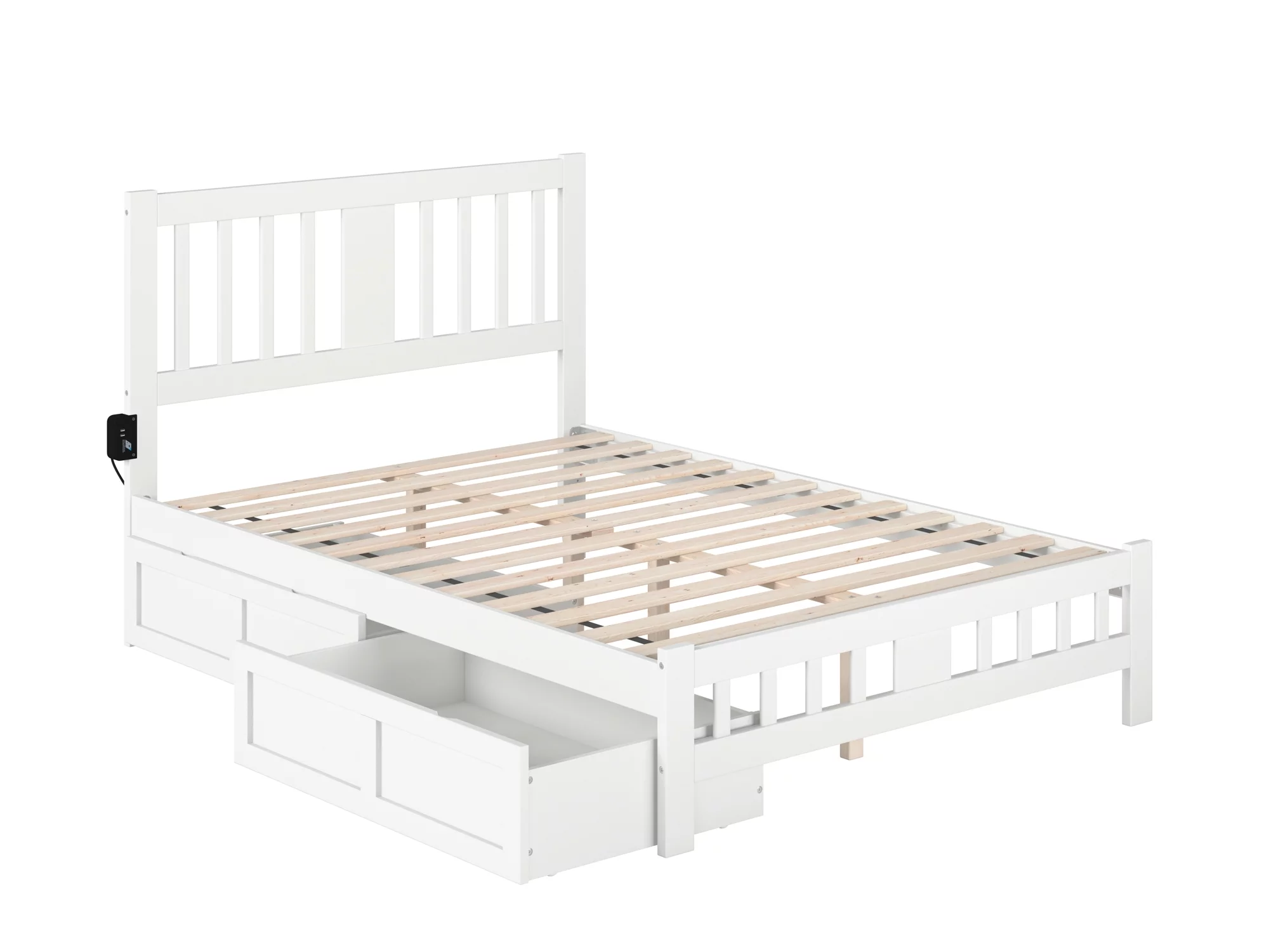 AFI Tahoe Full Wood Platform Bed with Headboard Footboard & 2 Storage Drawers, White