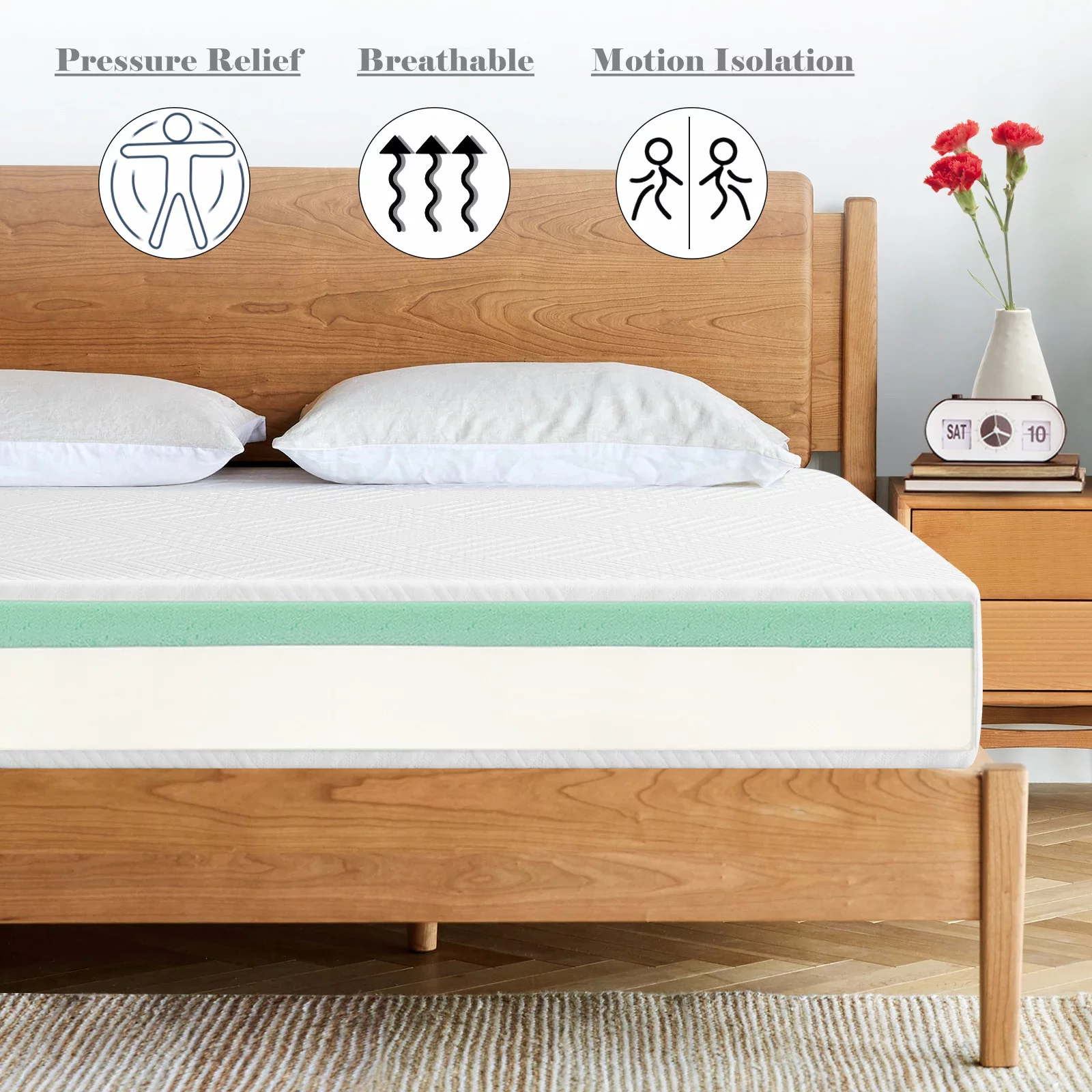 12 inch Queen Size Cooling Gel Memory Foam Mattress, Bed in a Box, Made in USA