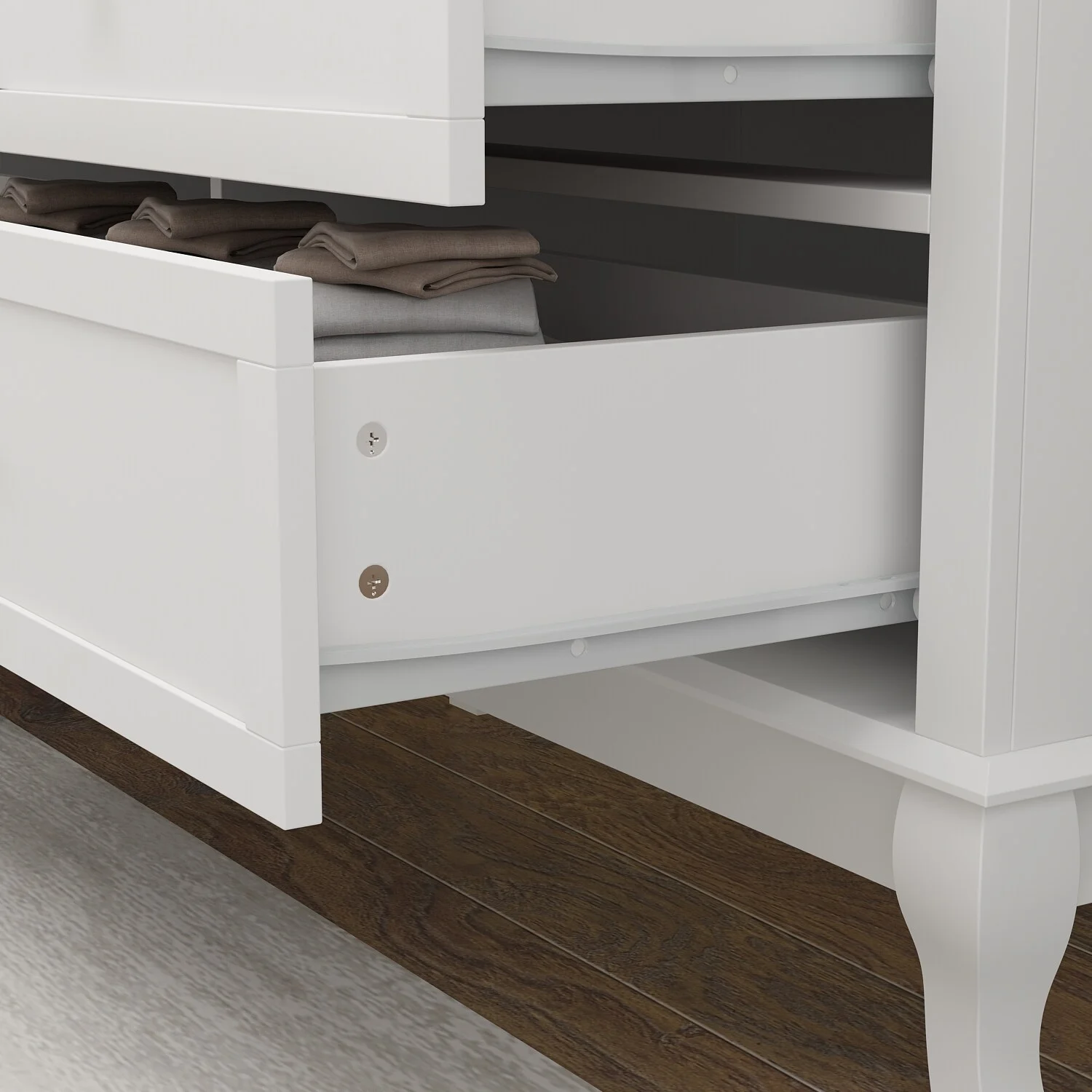 Lacquer Dresser for Bedroom with Deep Drawers Wooden 6 Drawers Chest White