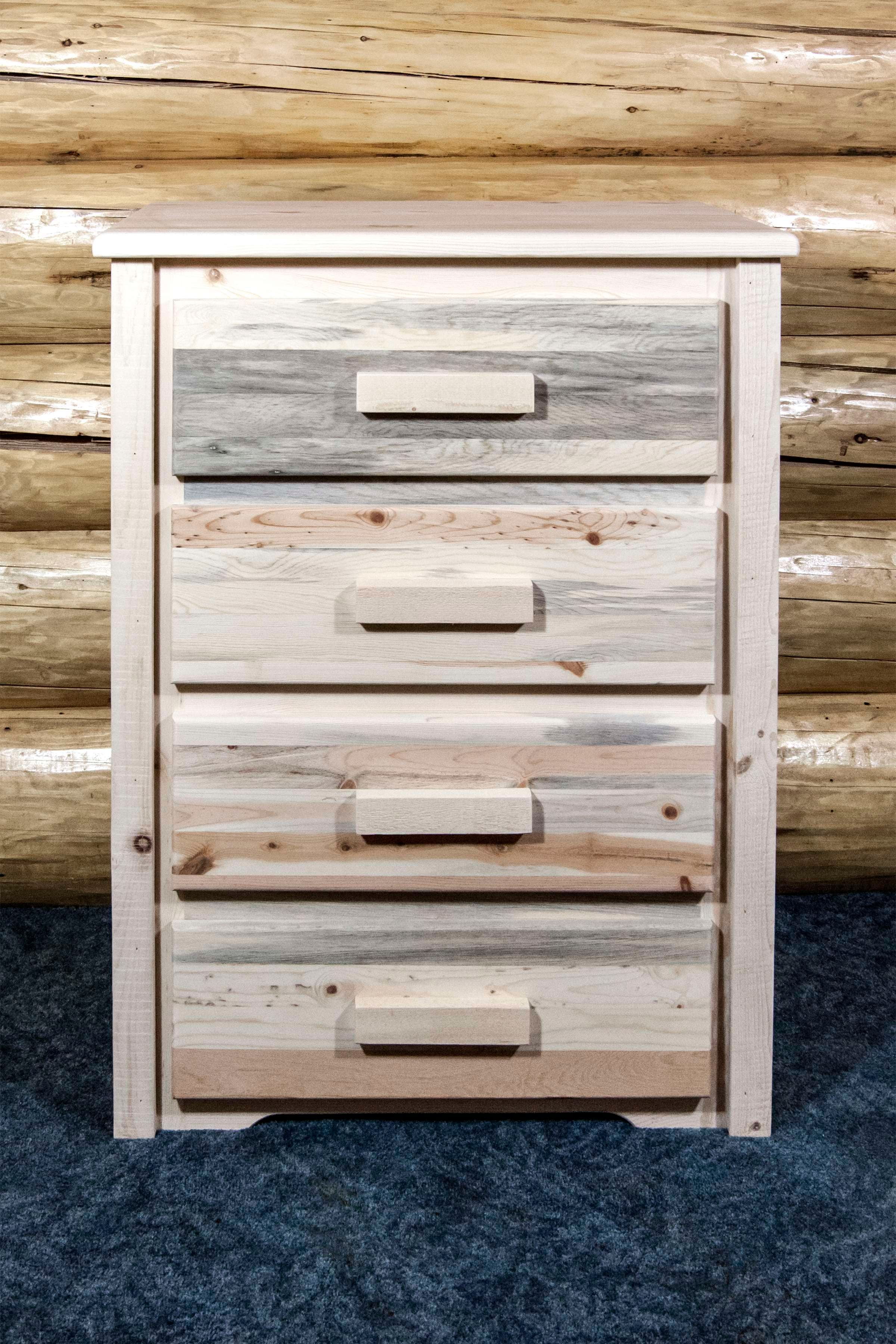 Homestead Collection 4 Drawer Chest of Drawers, Clear Lacquer Finish