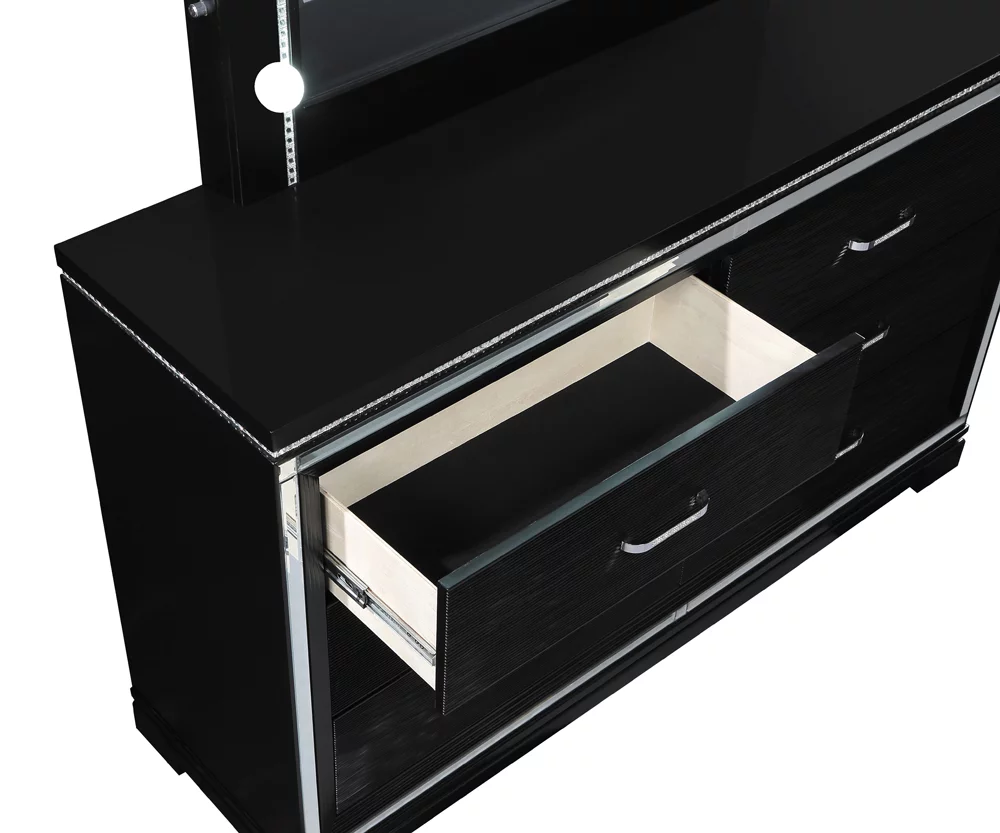 Cappola Rectangular 6-drawer Dresser Silver and Black