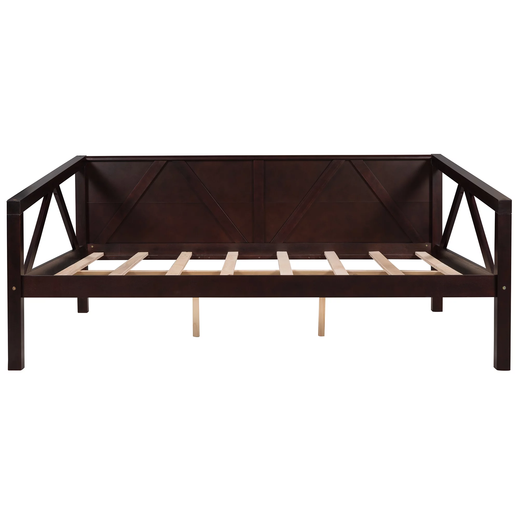 Gewnee Solid Wood Full Size Daybed with Wood Slat Support for Kids Room,Espresso