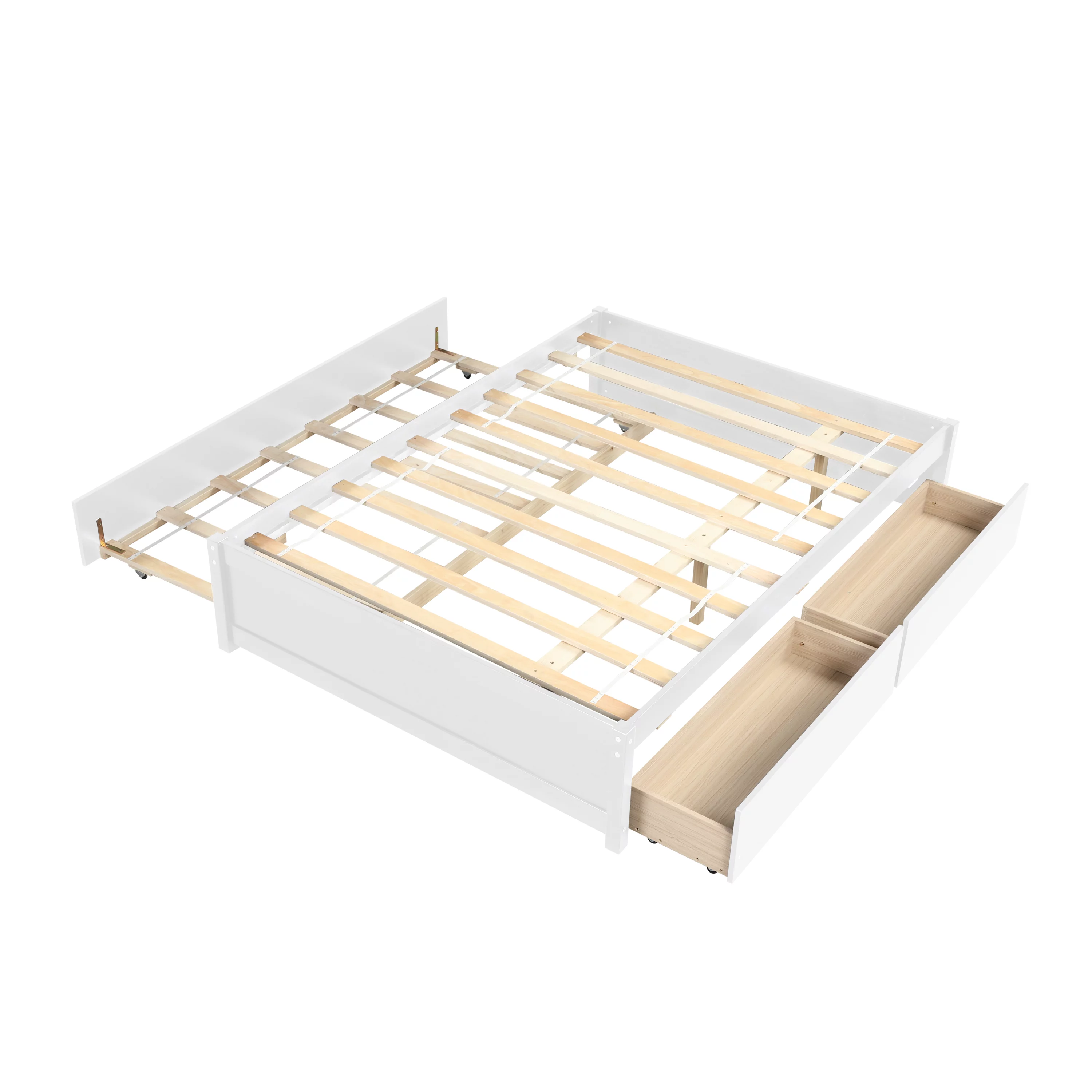 Nestfair White Wood 2-Drawer Full Size Platfrom Bed with Trundle