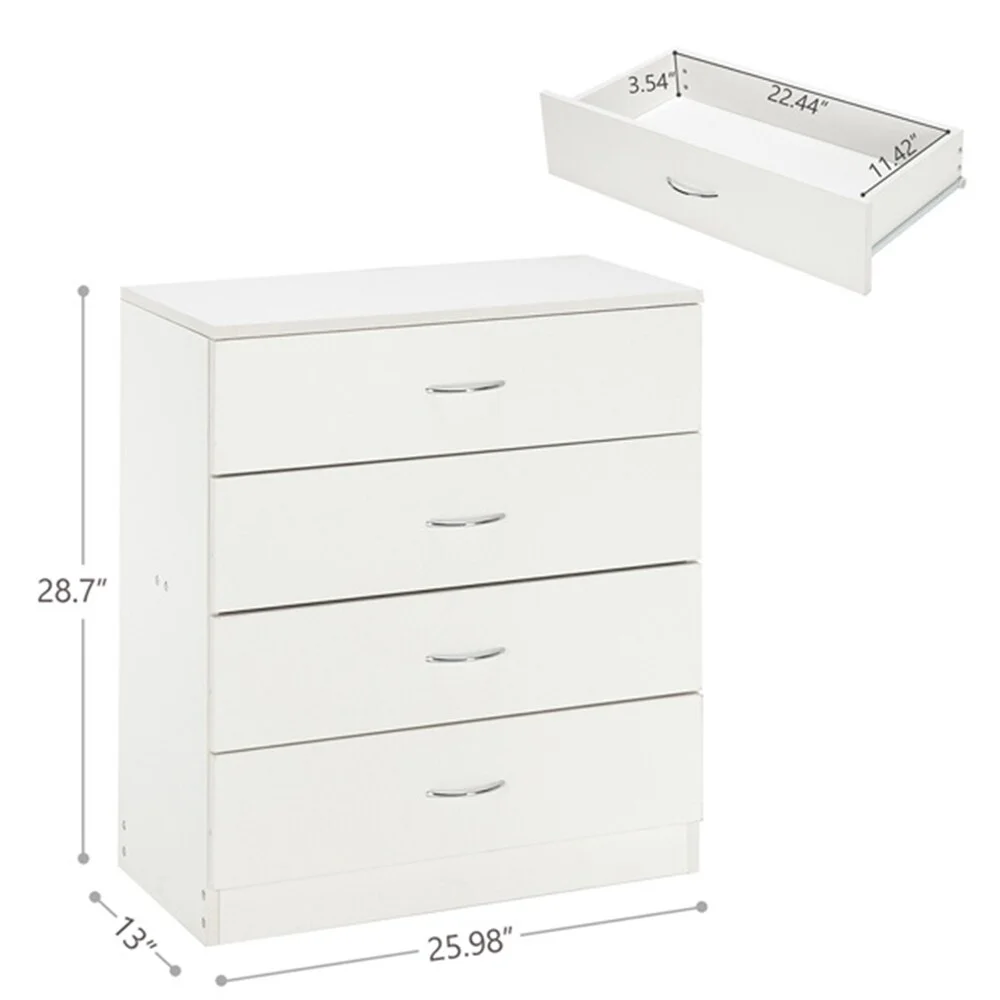 BESTCOSTY MDF Wood Simple 4-Drawer Dresser White