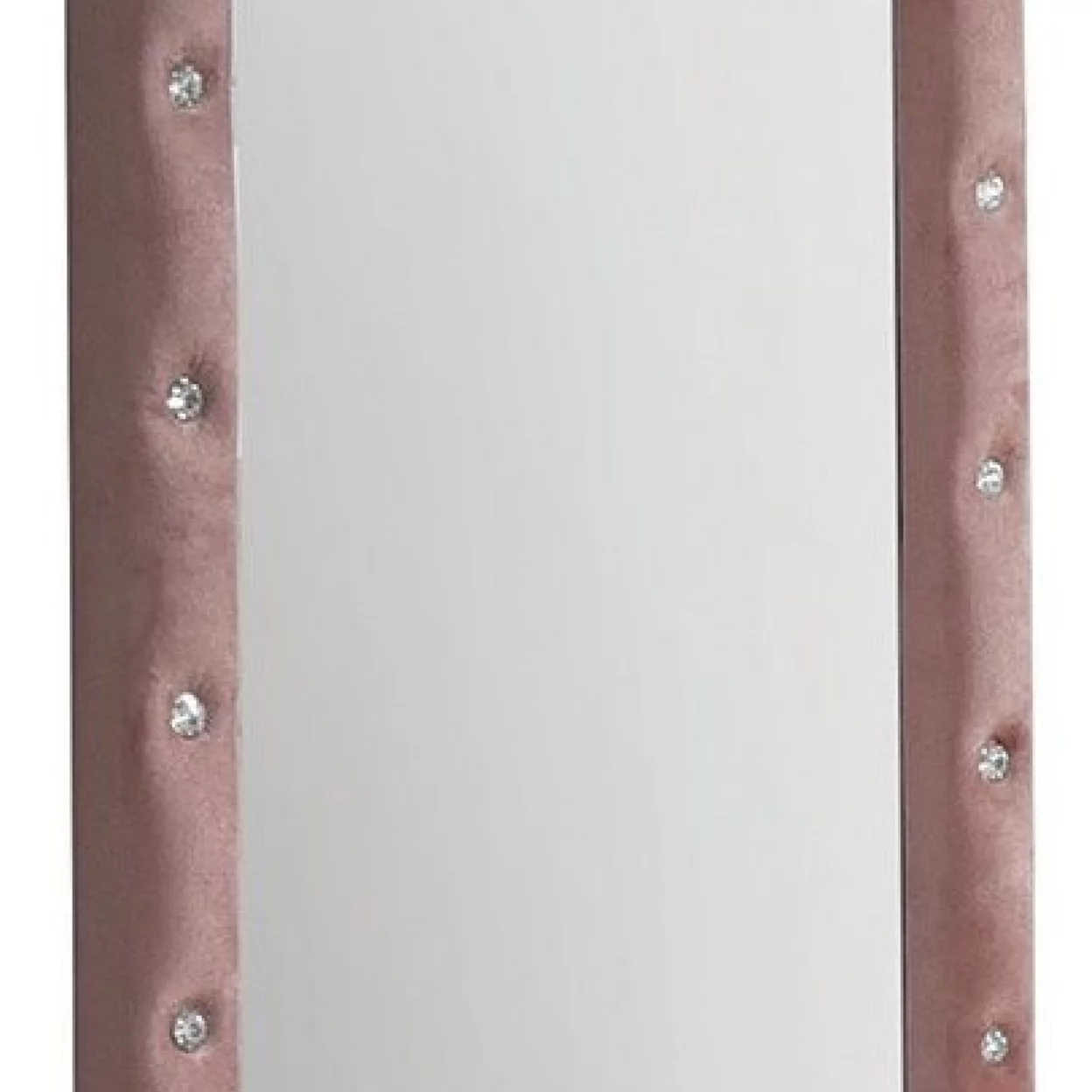 22 Inch Contemporary Upholstered Mirror, Crystal Tufting, Arched Top, Pink- Saltoro Sherpi