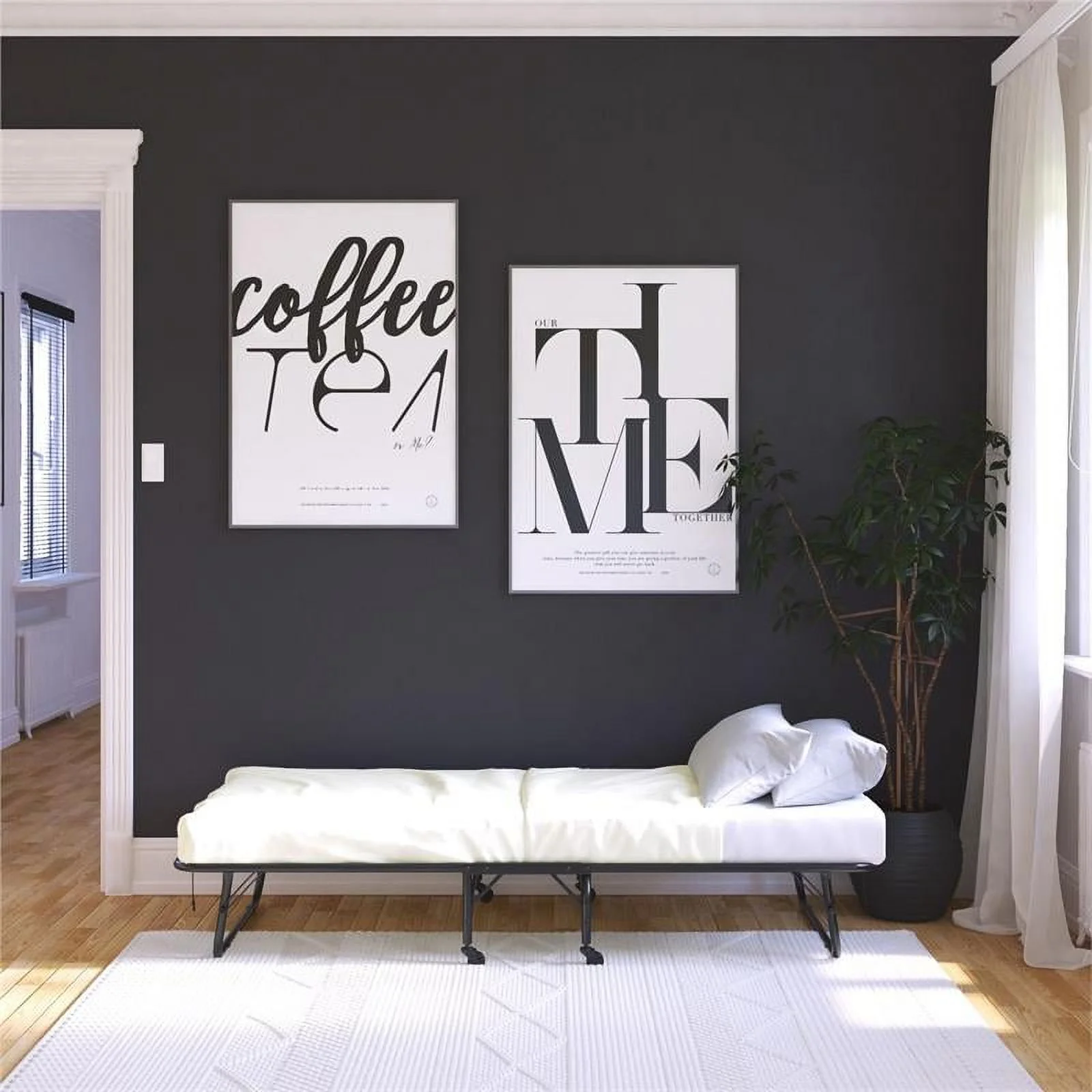 DHP Levy Folding Guest Bed with Metal Frame & 5 Inch Mattress Twin Size in Black