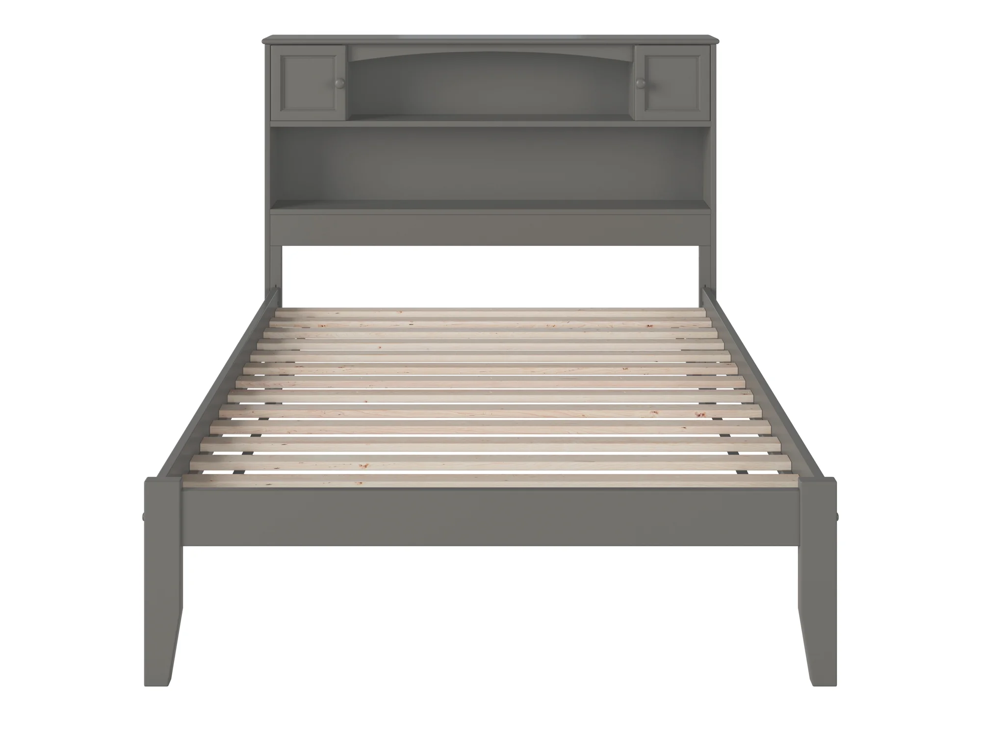 AFI Newport Full Solid Wood Platform Bed with Storage Headboard in Grey