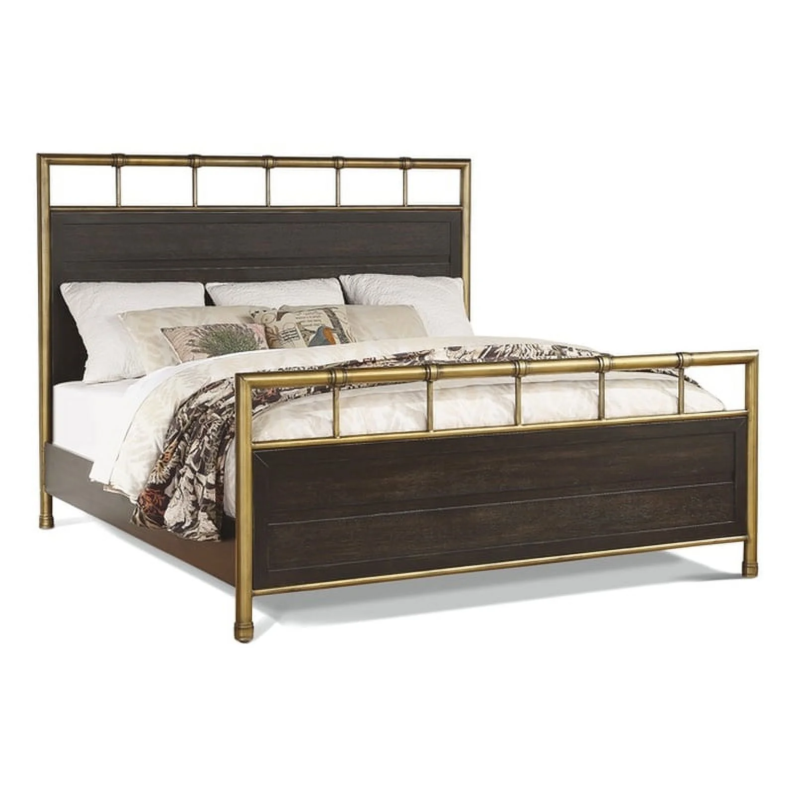Home Square 2-Piece Set with Queen Framed Bed and Drawer Chest in Dark Brown