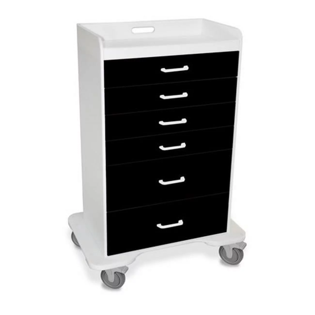 Black Polyethylene Locking 6 Drawer Procedure Cart