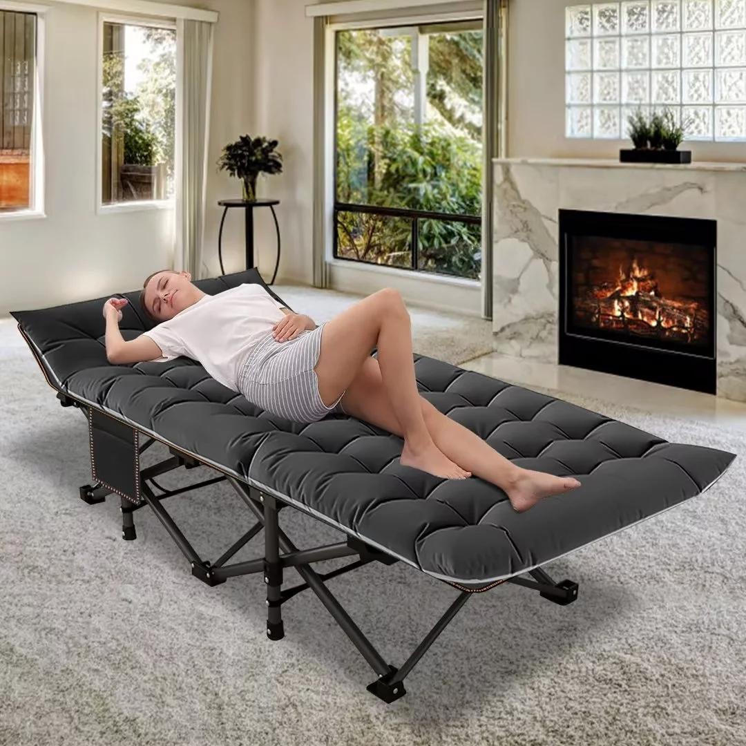 Docred 2Pack Camping Cot Folding Camping Bed for Adults, Heavy Duty Collapsible Sleeping Bed, Travel Military Portable Cots Bed with Carry Bag & 2-Sided Mattress for Indoor & Outdoor Use