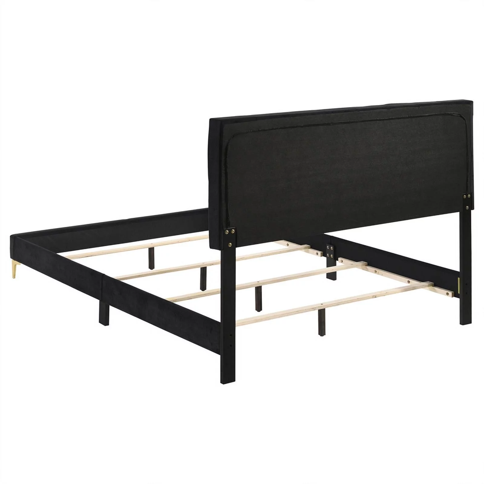 Pemberly Row Tufted Velvet Upholstered Panel Eastern King Bed Black