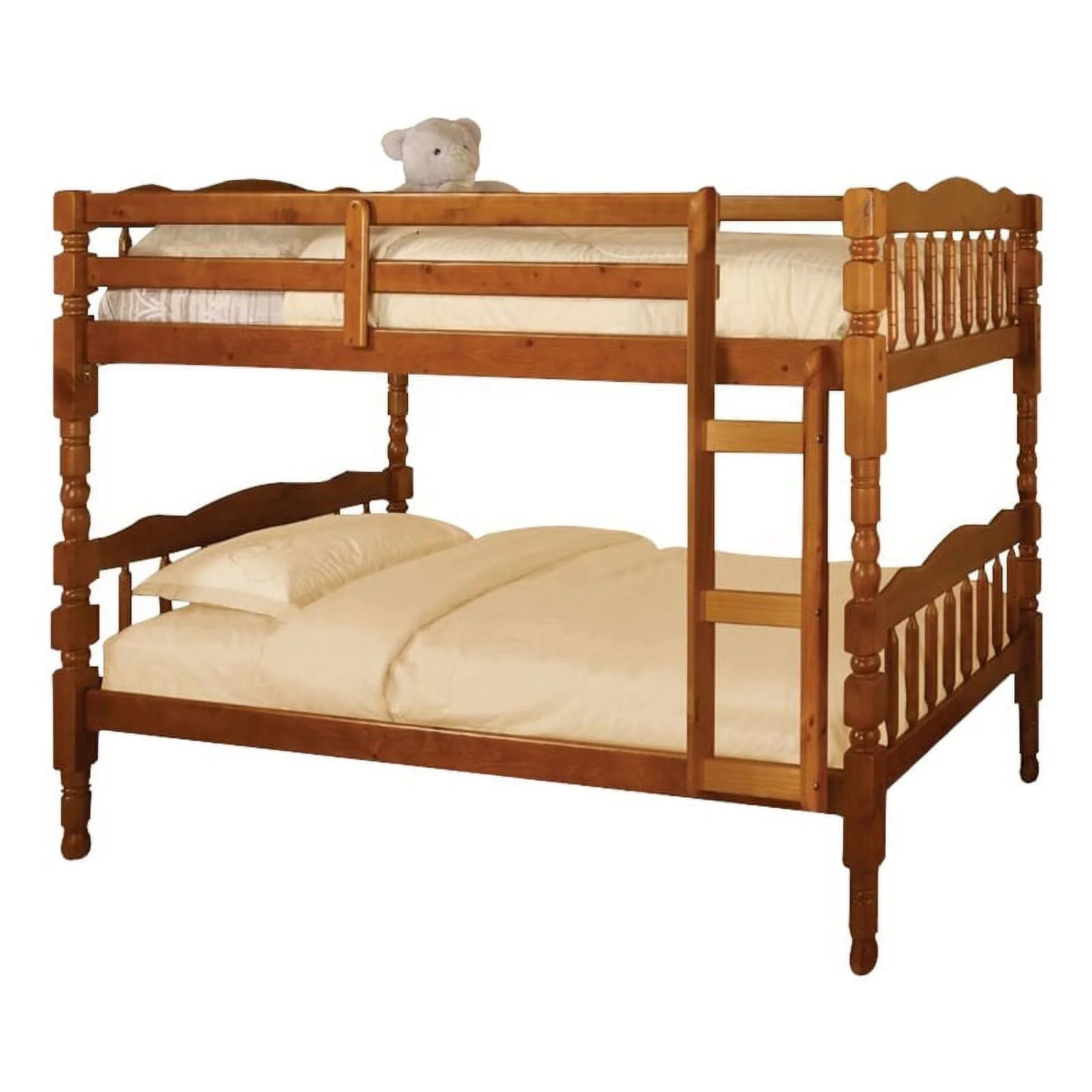 Bowery Hill Traditional Solid Wood Twin Over Twin Bunk Bed in Oak