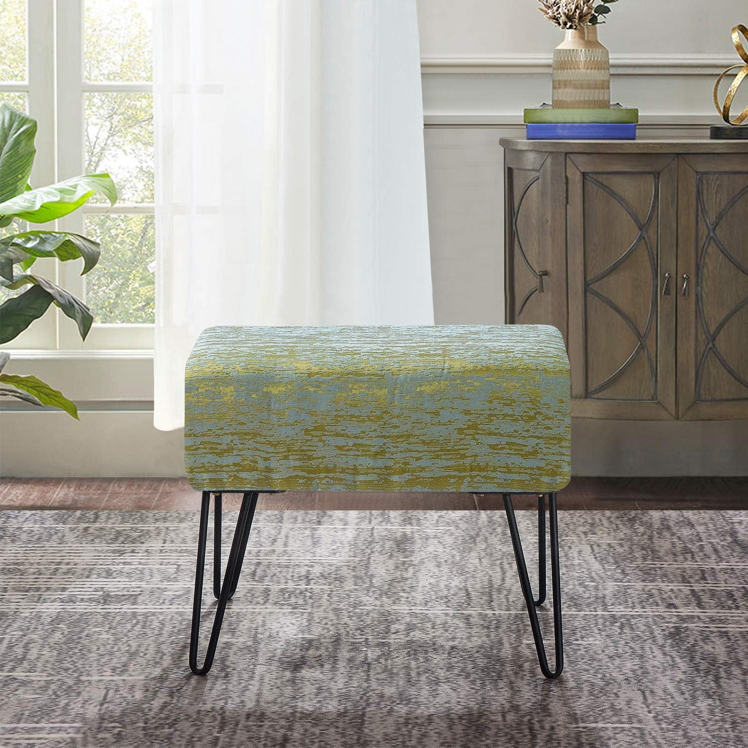 Green Jacquard Ottoman, 19