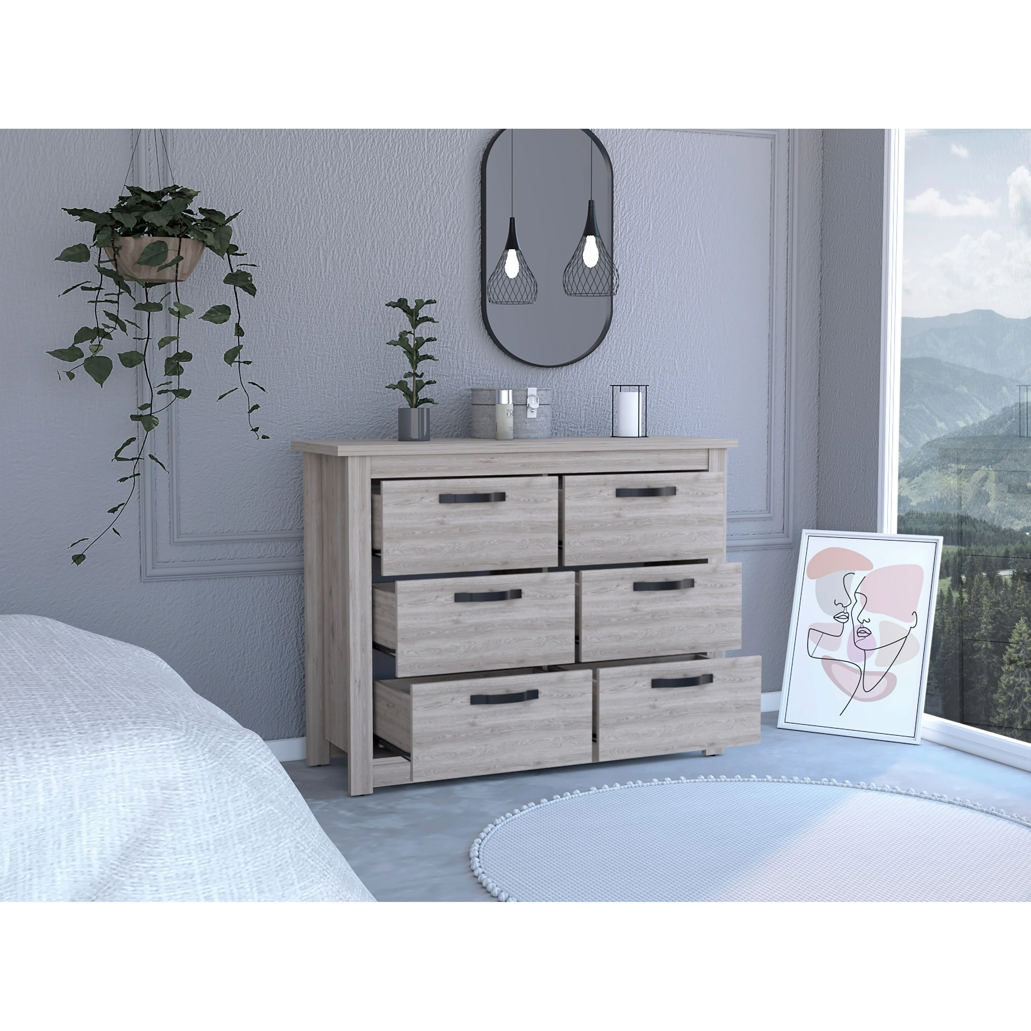 Bellingham 6-Drawer Dresser Light Gray